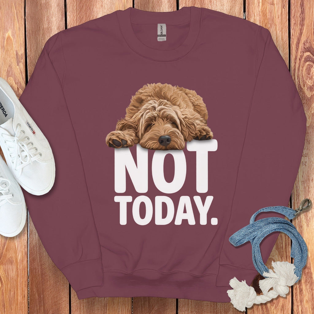 Apricot Goldendoodle Not Today Sweatshirt in Maroon / S by Puppy Jo