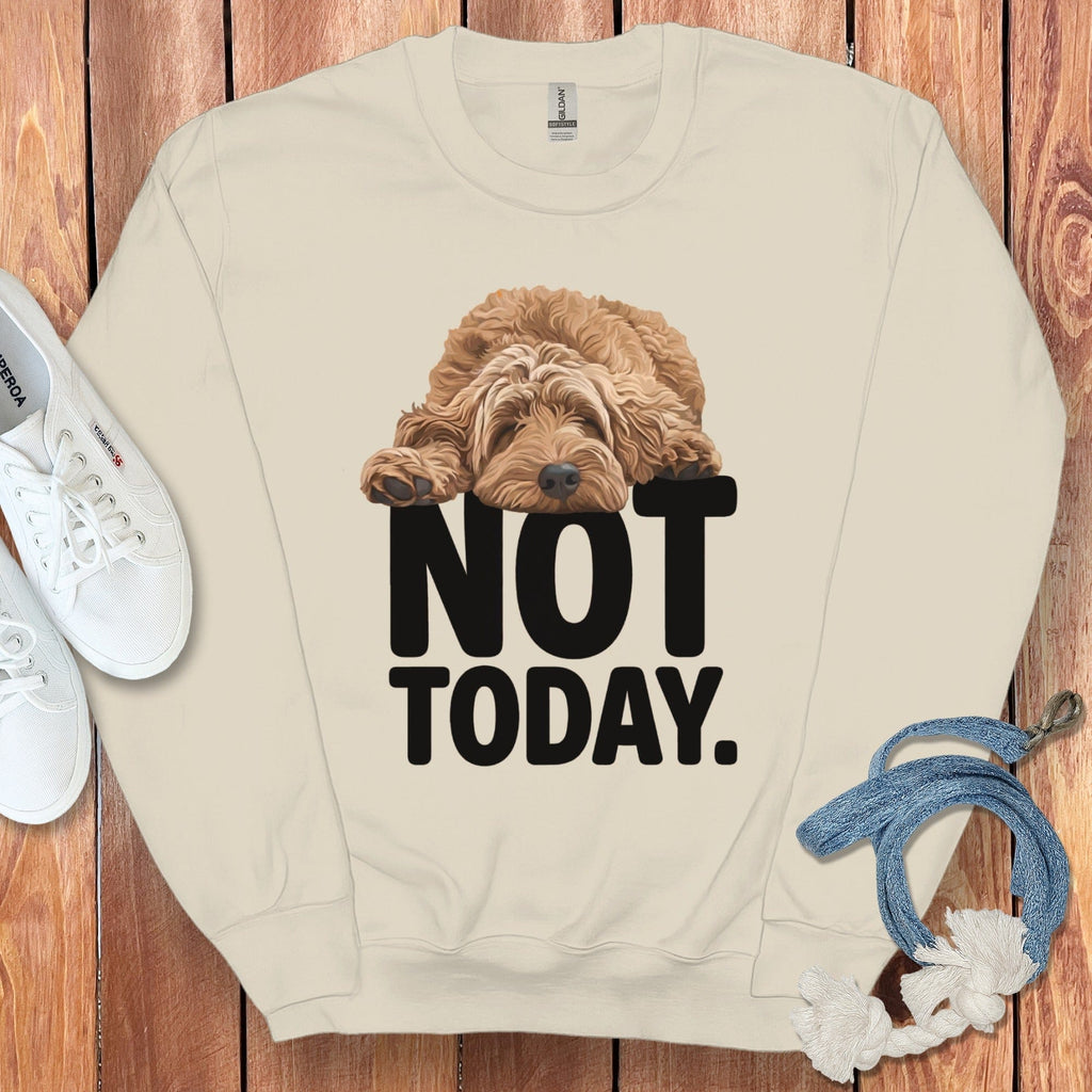 Apricot Goldendoodle Not Today Sweatshirt in Sand / S by Puppy Jo