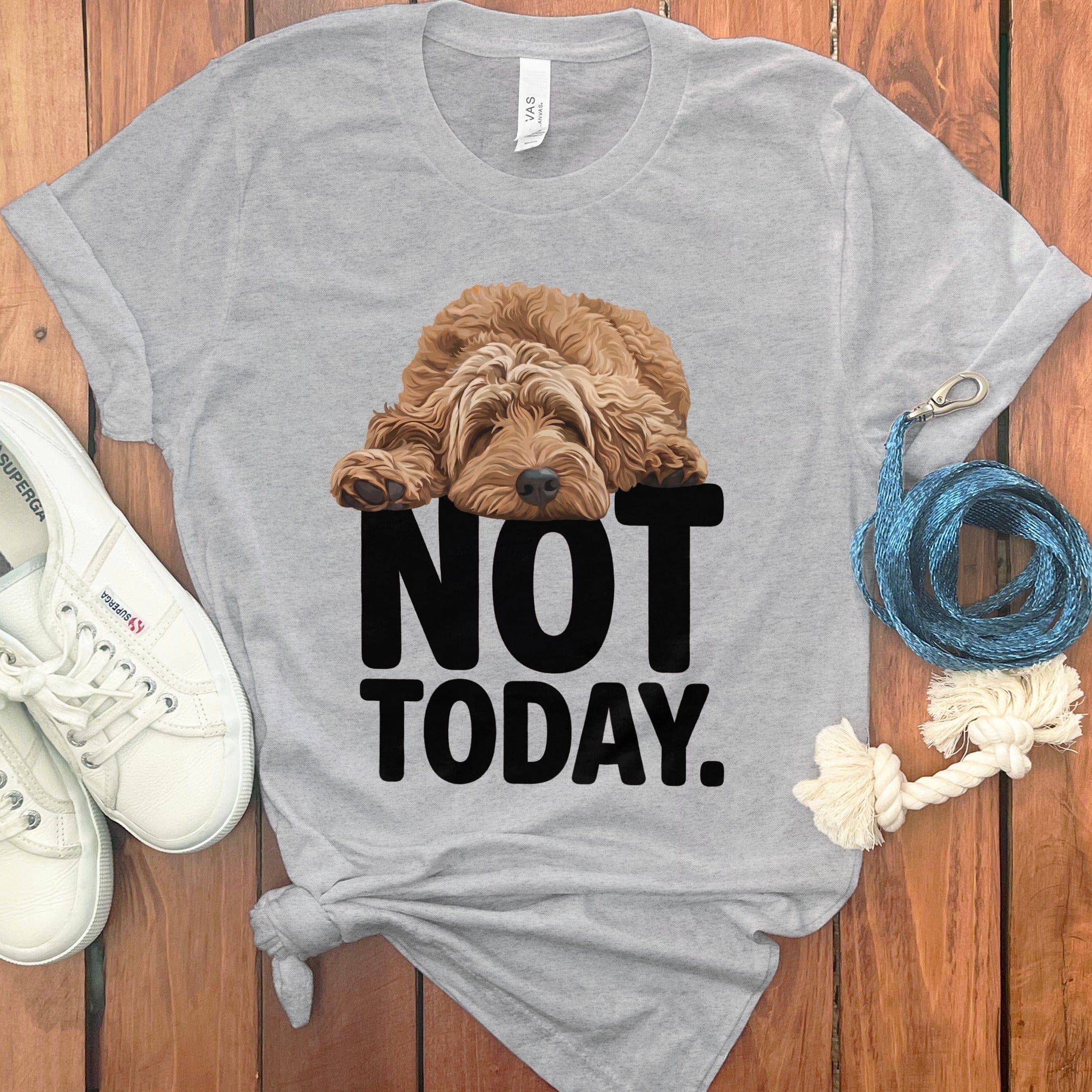 Apricot Goldendoodle Not Today T-Shirt in Athletic Heather / S by Puppy Jo