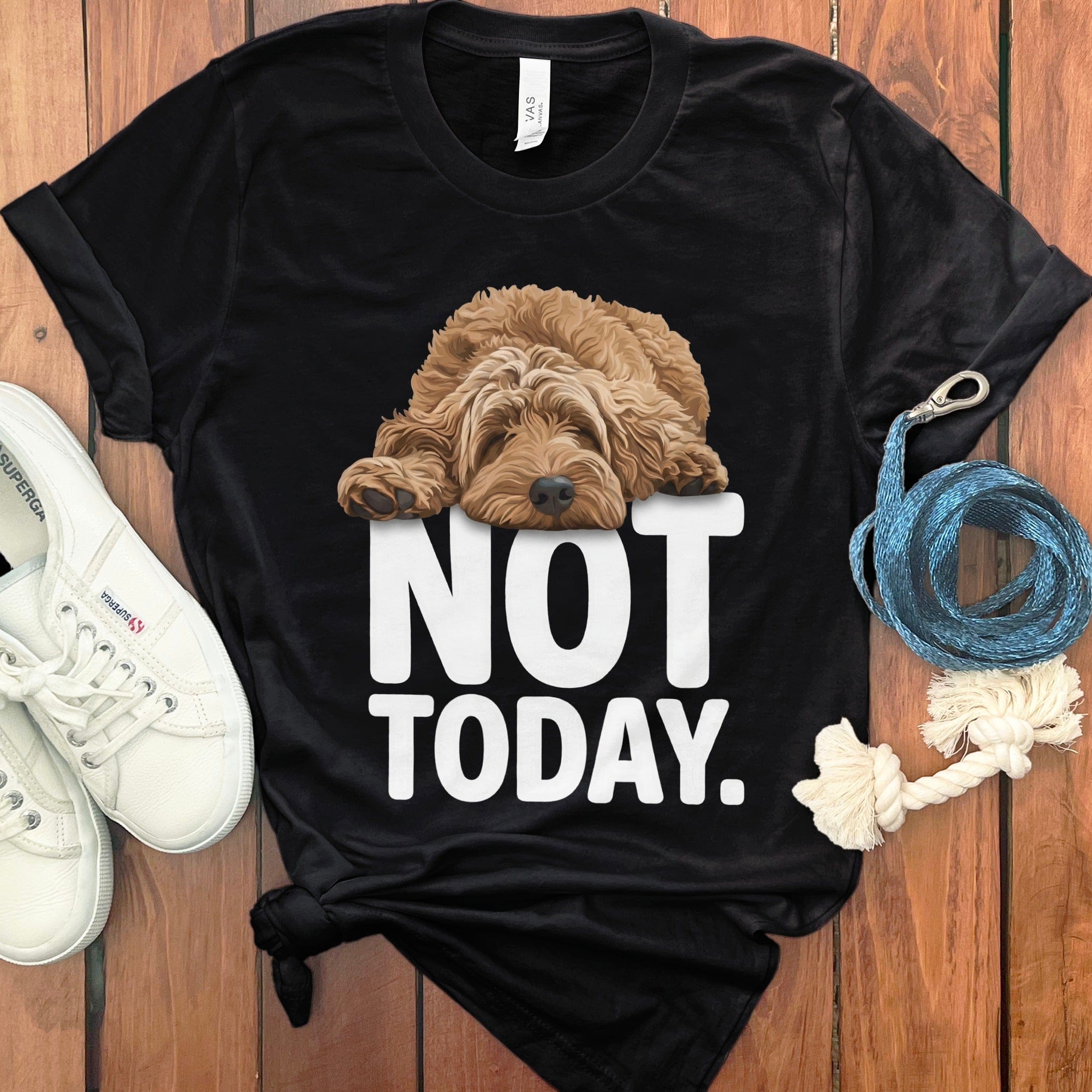Apricot Goldendoodle Not Today T-Shirt in Black / S by Puppy Jo
