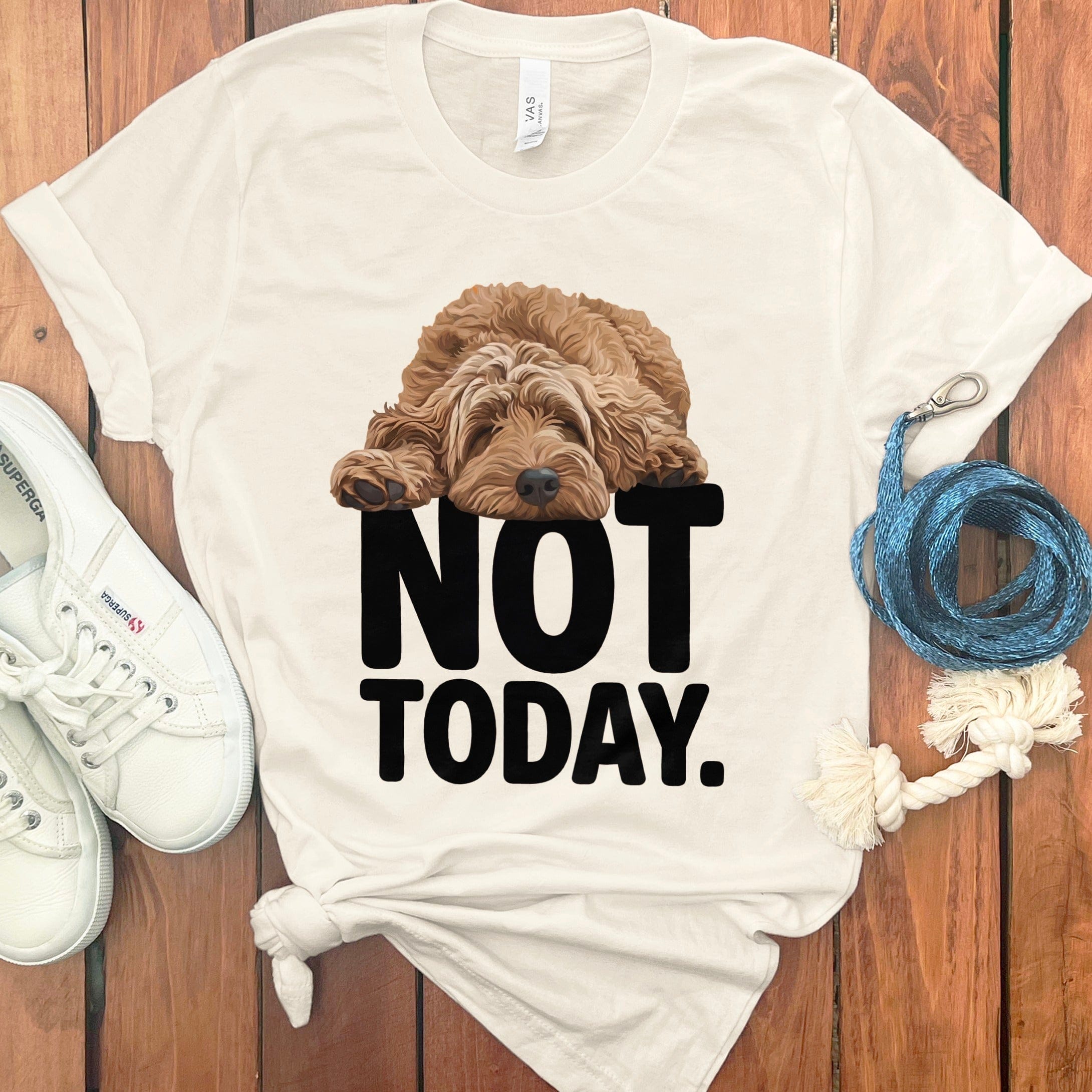 Apricot Goldendoodle Not Today T-Shirt in Natural / S by Puppy Jo
