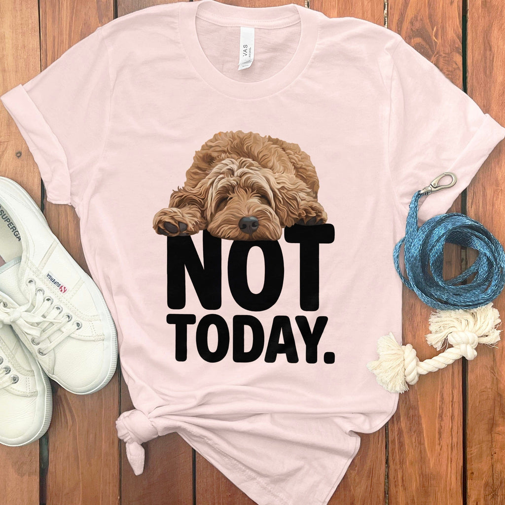 Apricot Goldendoodle Not Today T-Shirt in Soft Pink / S by Puppy Jo