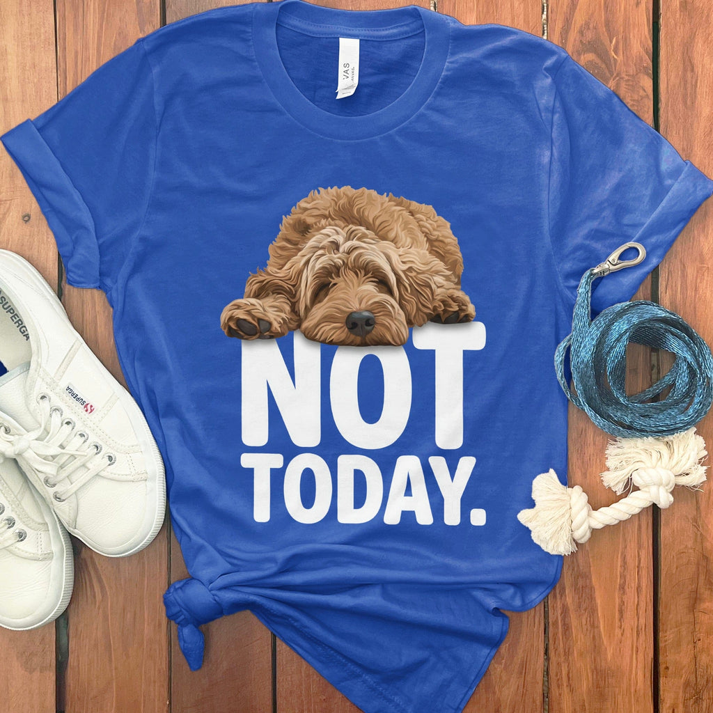 Apricot Goldendoodle Not Today T-Shirt in True Royal / S by Puppy Jo
