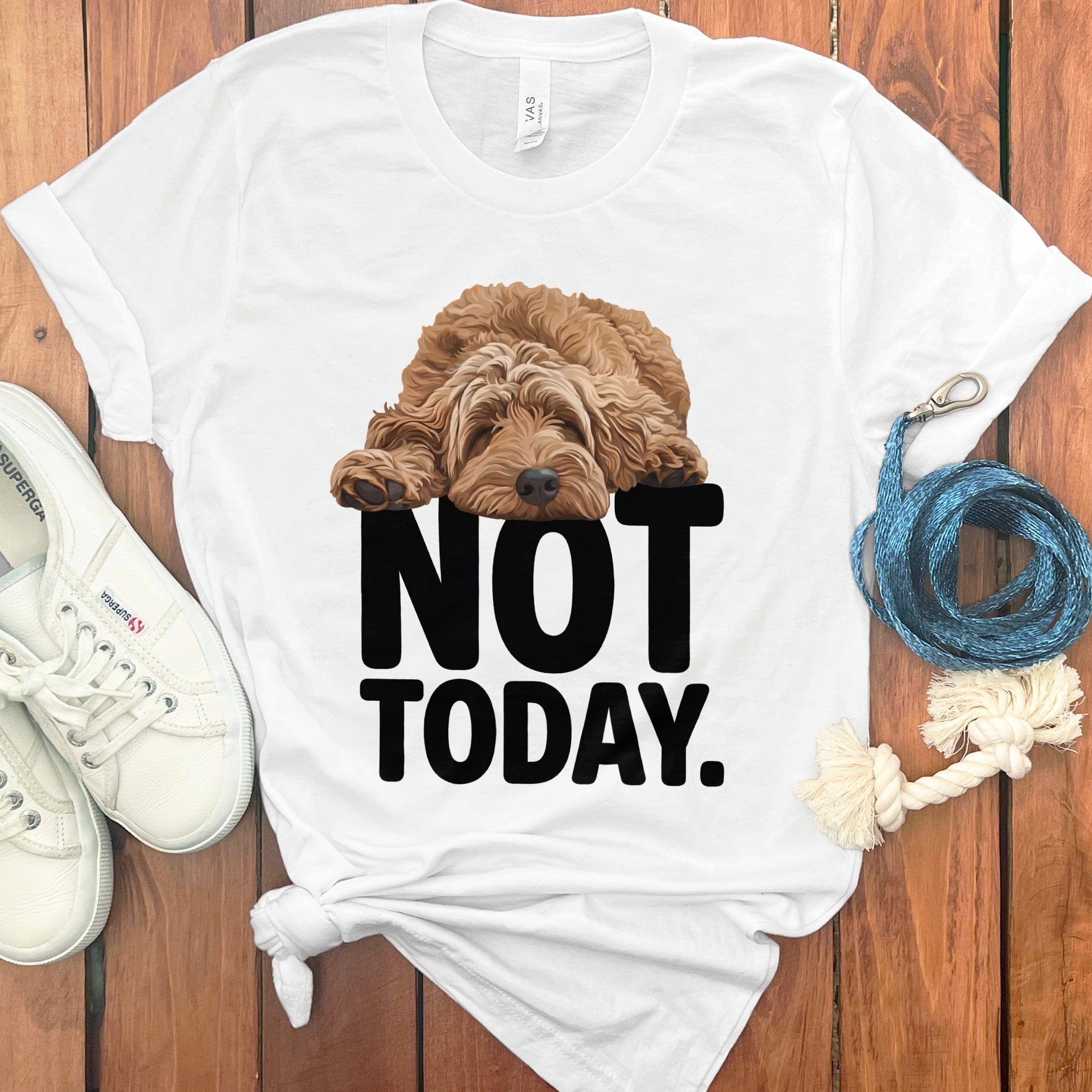 Apricot Goldendoodle Not Today T-Shirt in White / S by Puppy Jo