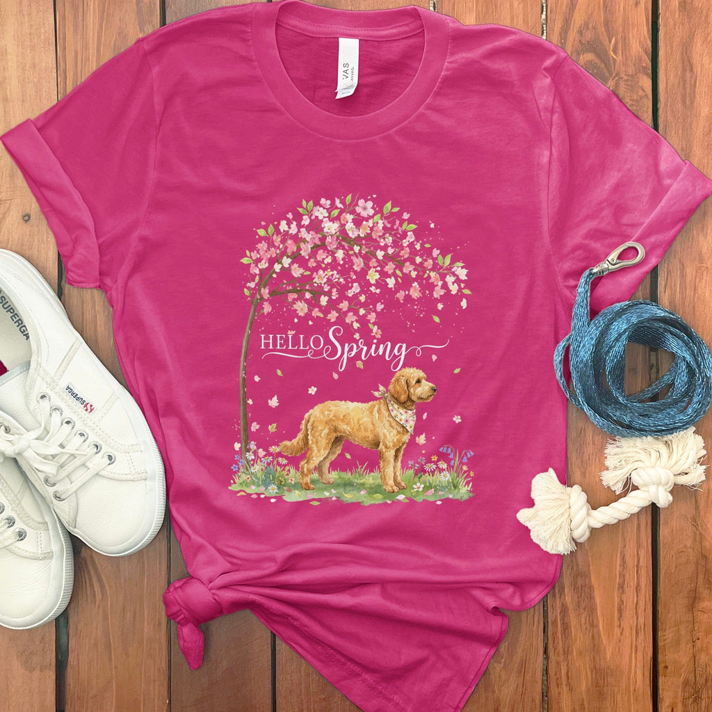 Apricot Goldendoodle Spring T-Shirt in Berry / S by Puppy Jo