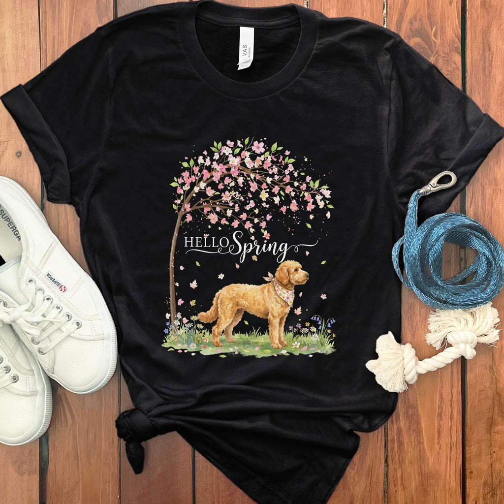 Apricot Goldendoodle Spring T-Shirt in Black / S by Puppy Jo