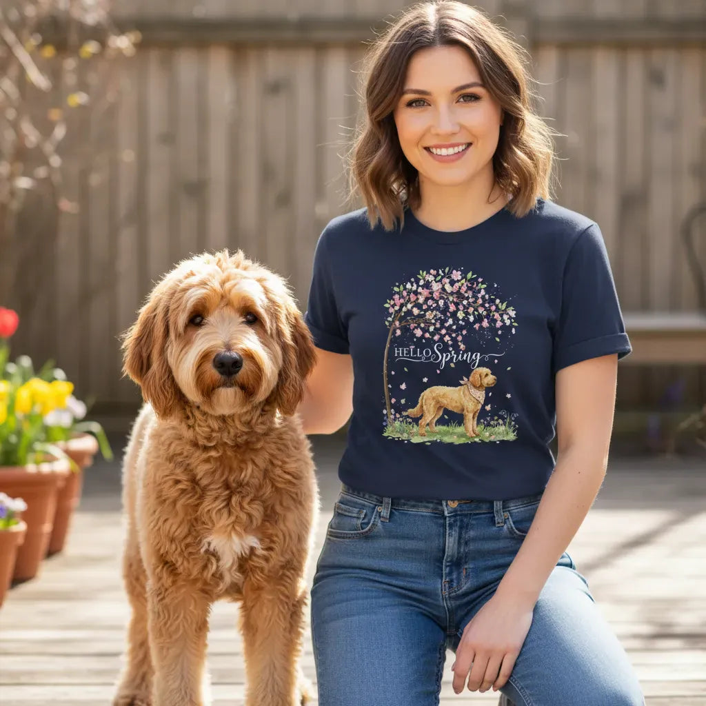 Apricot Goldendoodle Spring T-Shirt in by Puppy Jo