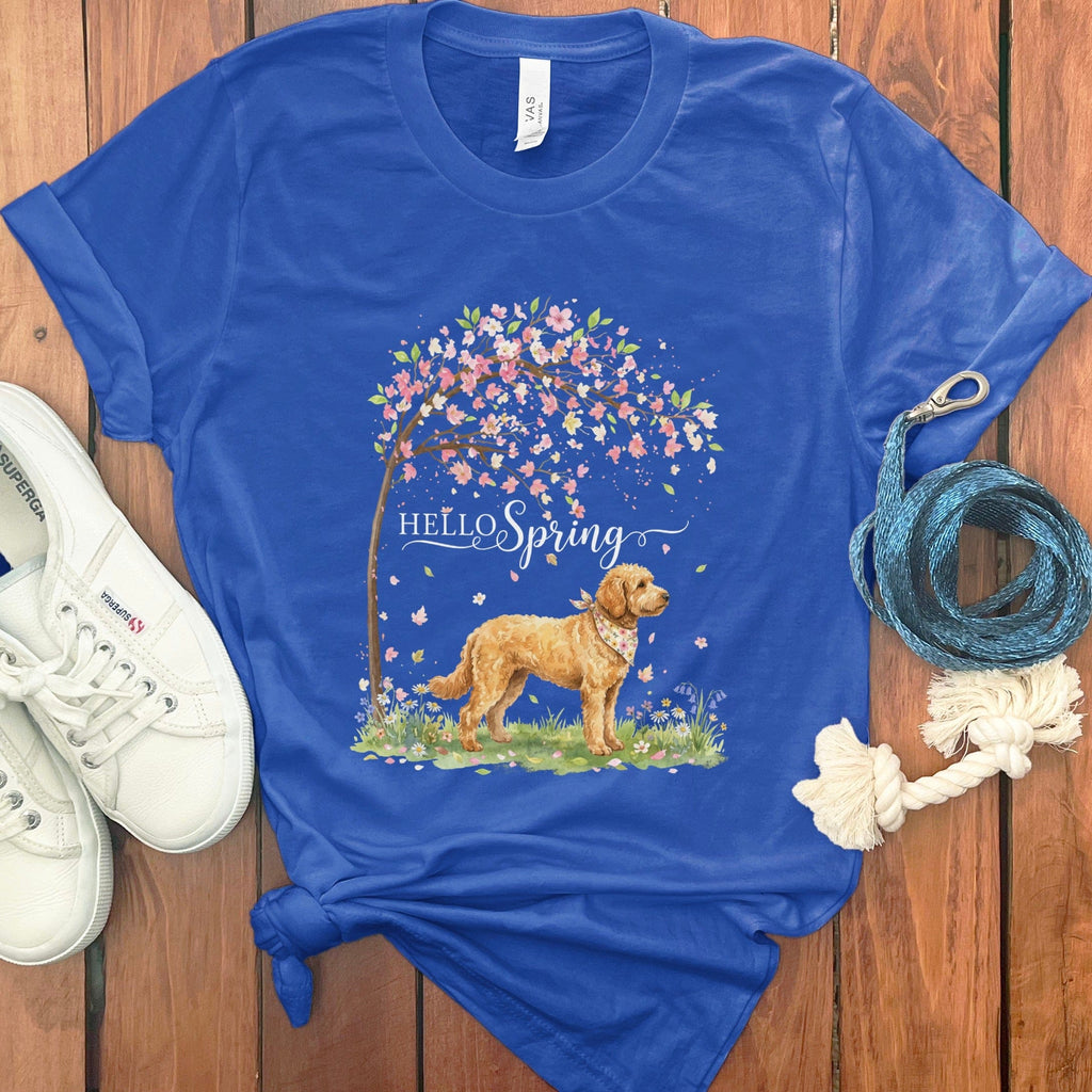 Apricot Goldendoodle Spring T-Shirt in True Royal / S by Puppy Jo