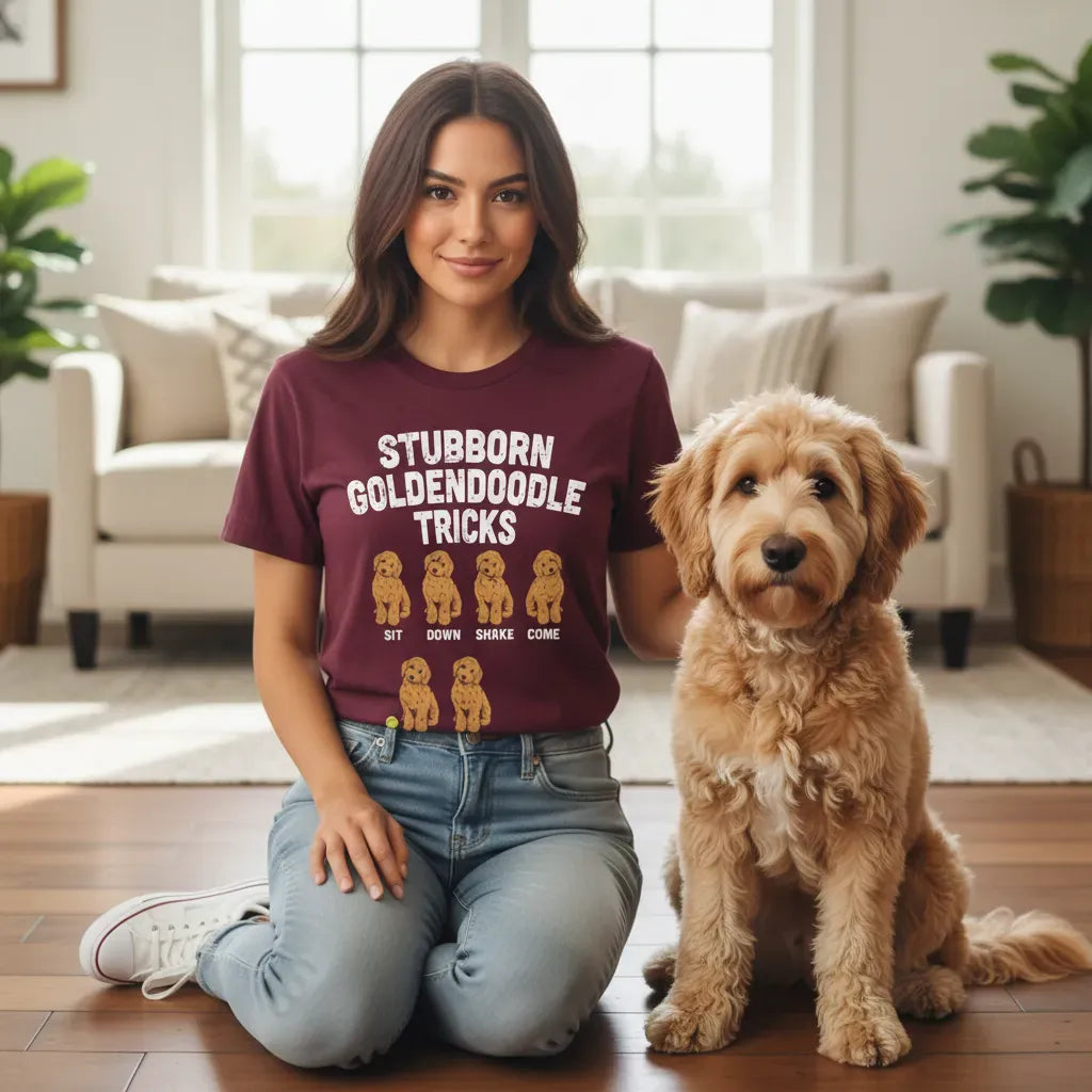 Apricot Goldendoodle Stubborn T-Shirt in by Puppy Jo