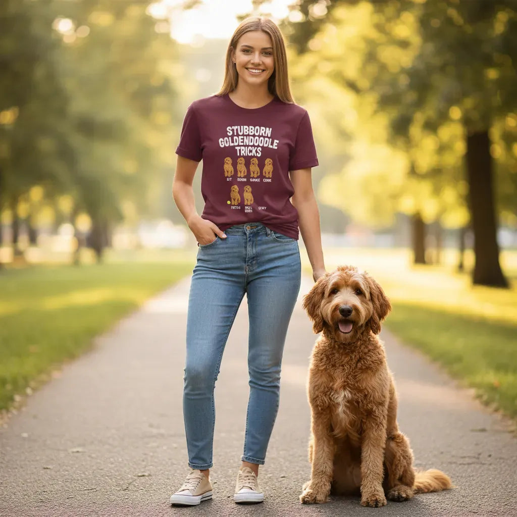 Apricot Goldendoodle Stubborn T-Shirt in by Puppy Jo