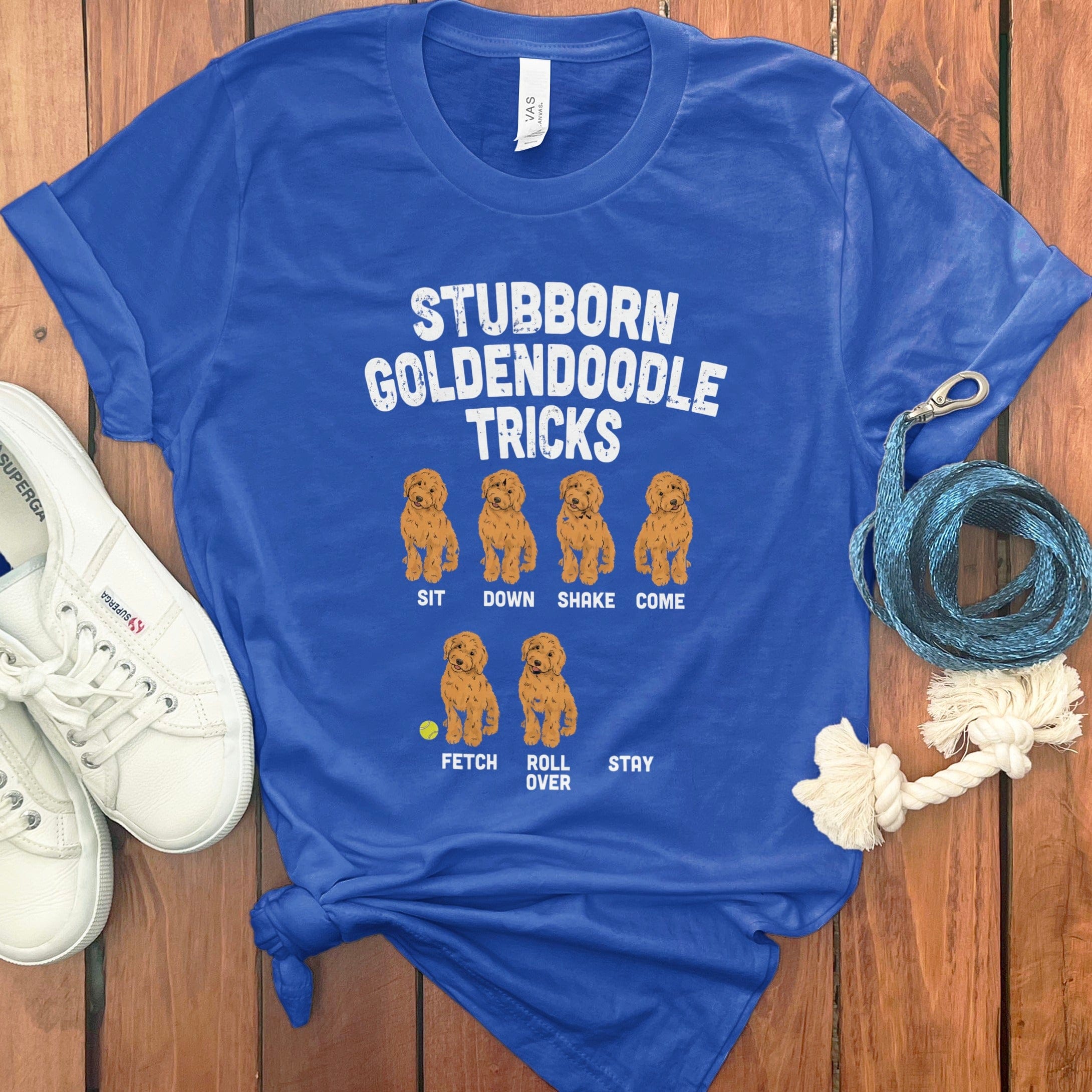 Apricot Goldendoodle Stubborn T-Shirt in True Royal / S by Puppy Jo