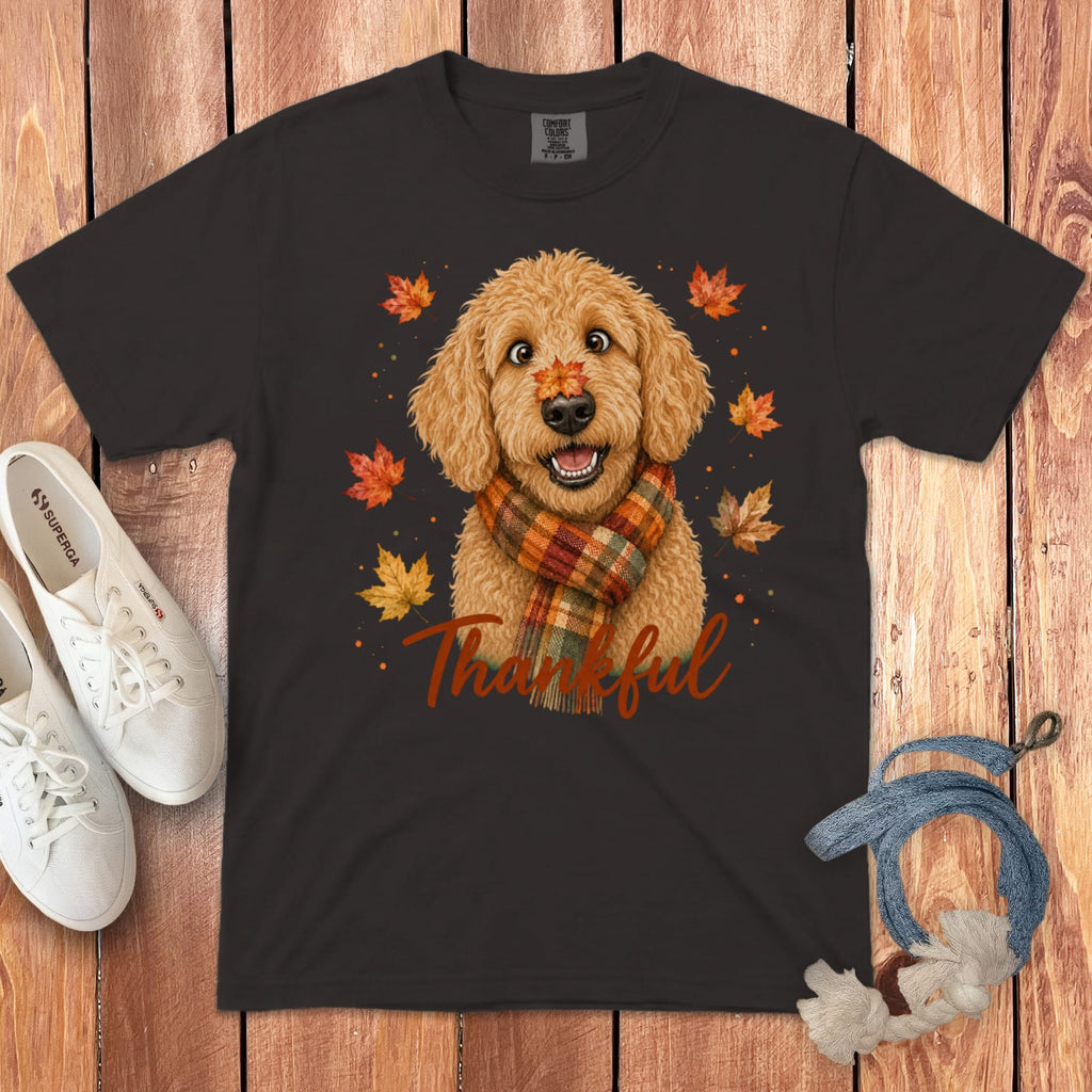 Apricot Goldendoodle Thankful Signature T-Shirt in Graphite / S by Puppy Jo