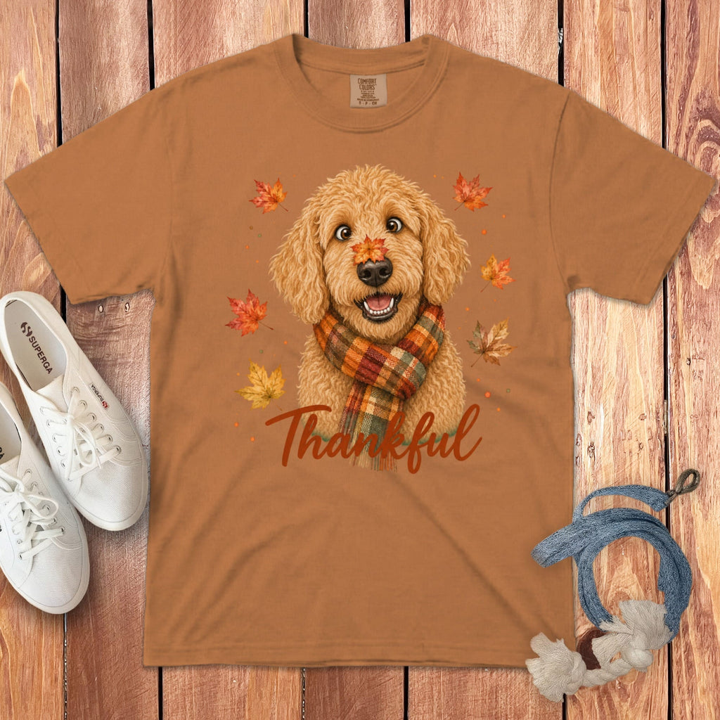 Apricot Goldendoodle Thankful Signature T-Shirt in Yam / S by Puppy Jo
