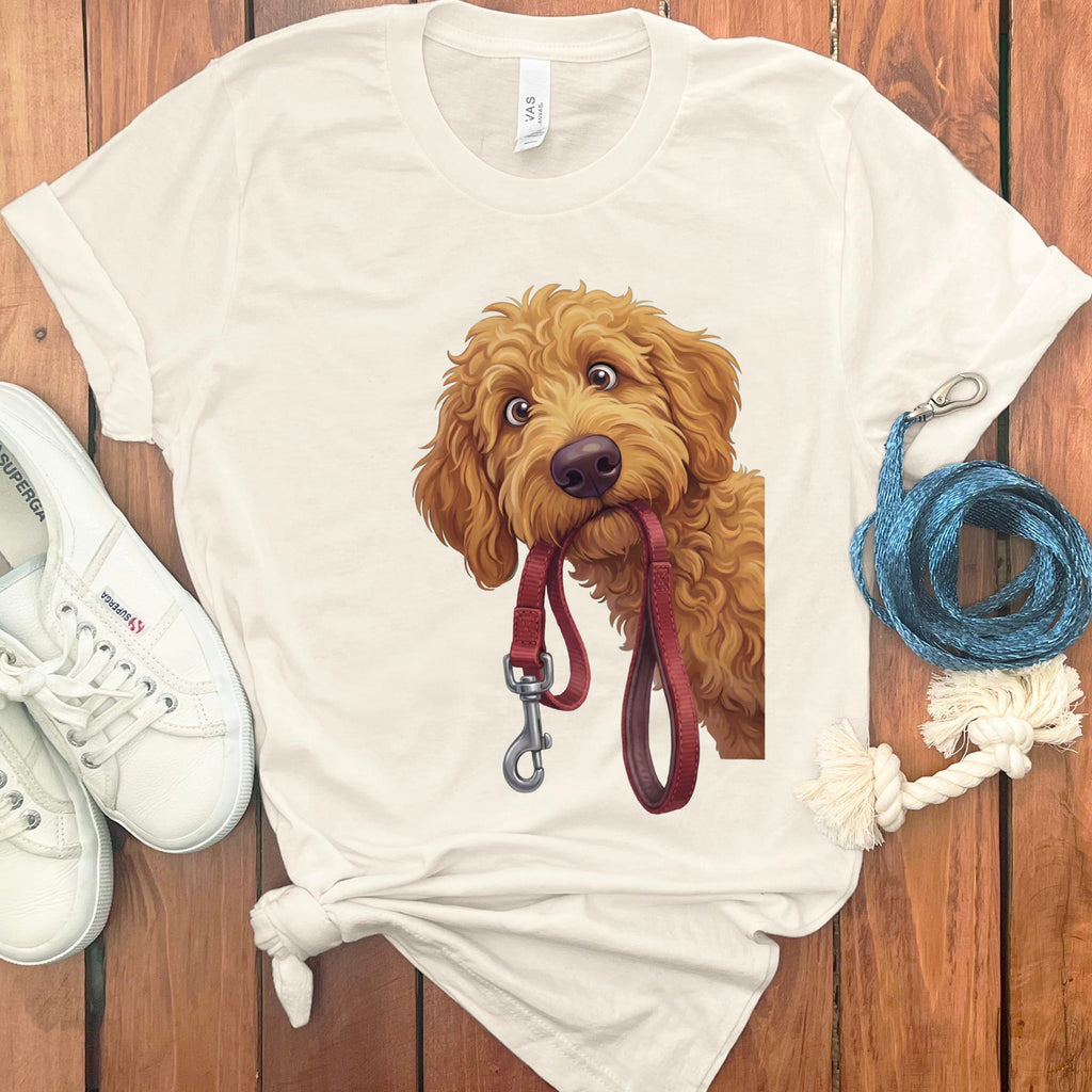Apricot Goldendoodle Walk T-Shirt in Natural / S by Puppy Jo