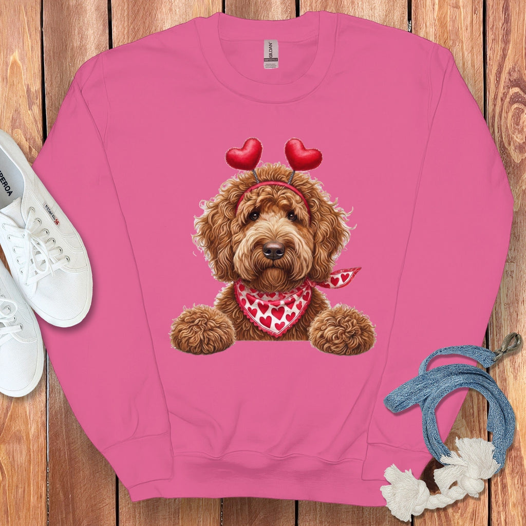 Apricot Labradoodle Heart Sweatshirt in Heliconia / S by Puppy Jo