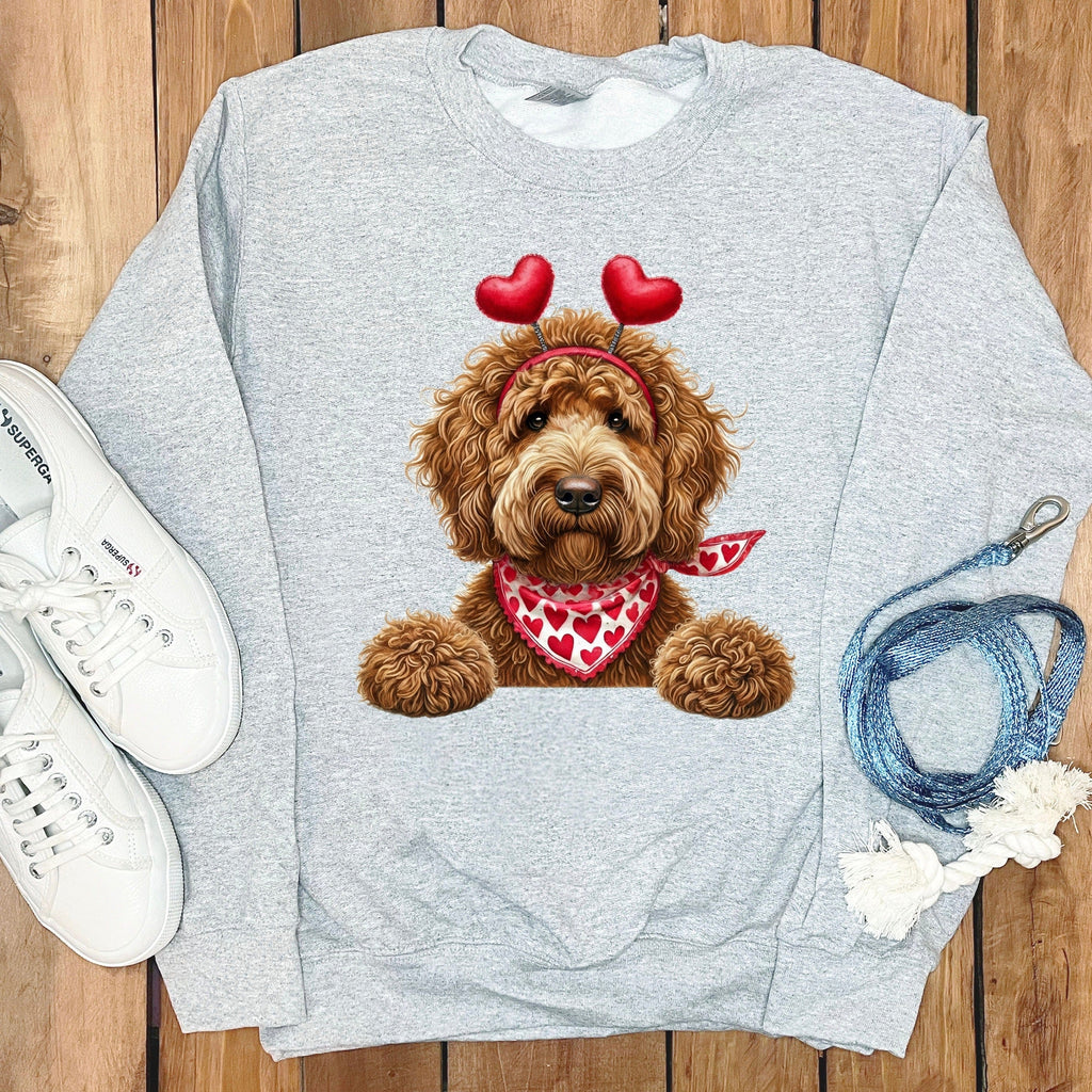 Apricot Labradoodle Heart Sweatshirt in Sport Grey / S by Puppy Jo