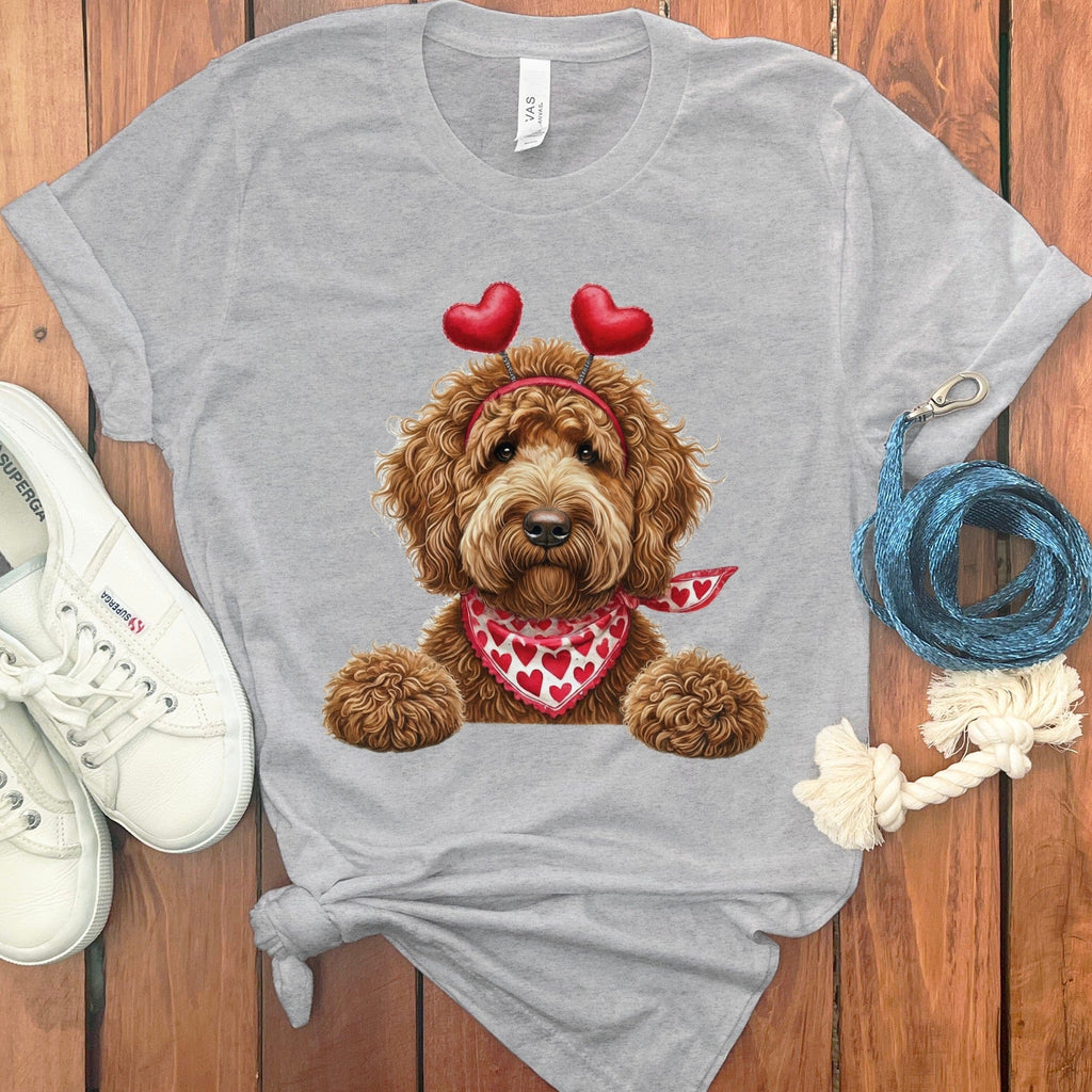Apricot Labradoodle Heart T-Shirt in Athletic Heather / S by Puppy Jo