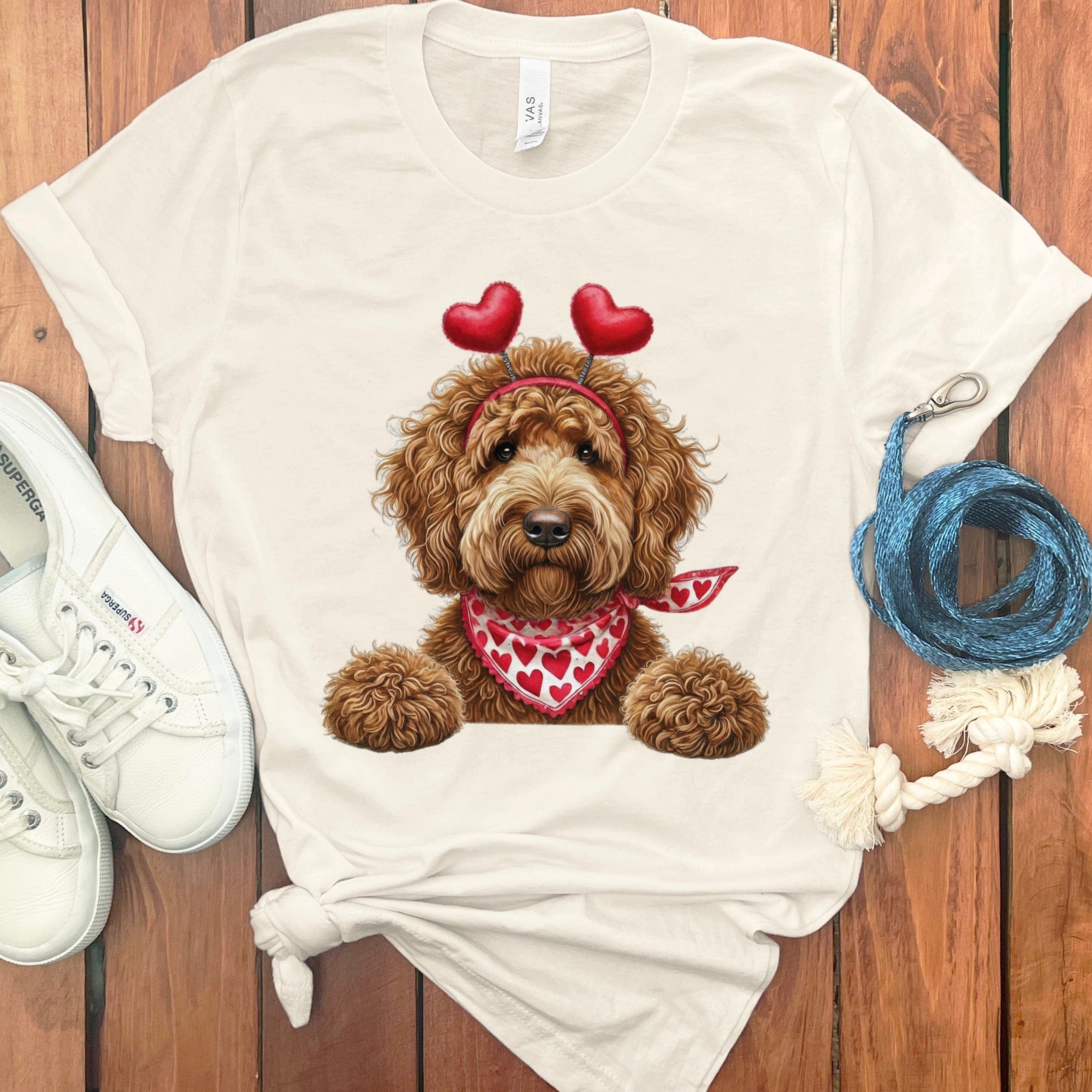 Apricot Labradoodle Heart T-Shirt in Natural / S by Puppy Jo