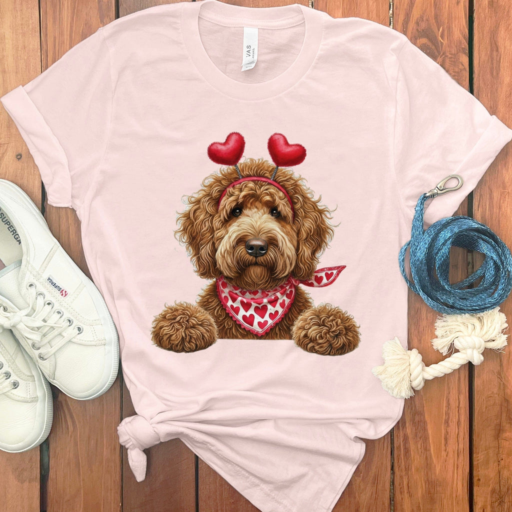 Apricot Labradoodle Heart T-Shirt in Soft Pink / S by Puppy Jo