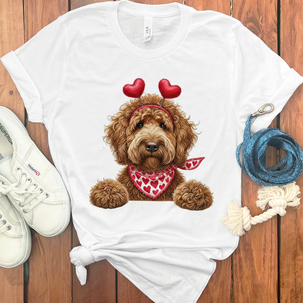 Apricot Labradoodle Heart T-Shirt in White / S by Puppy Jo