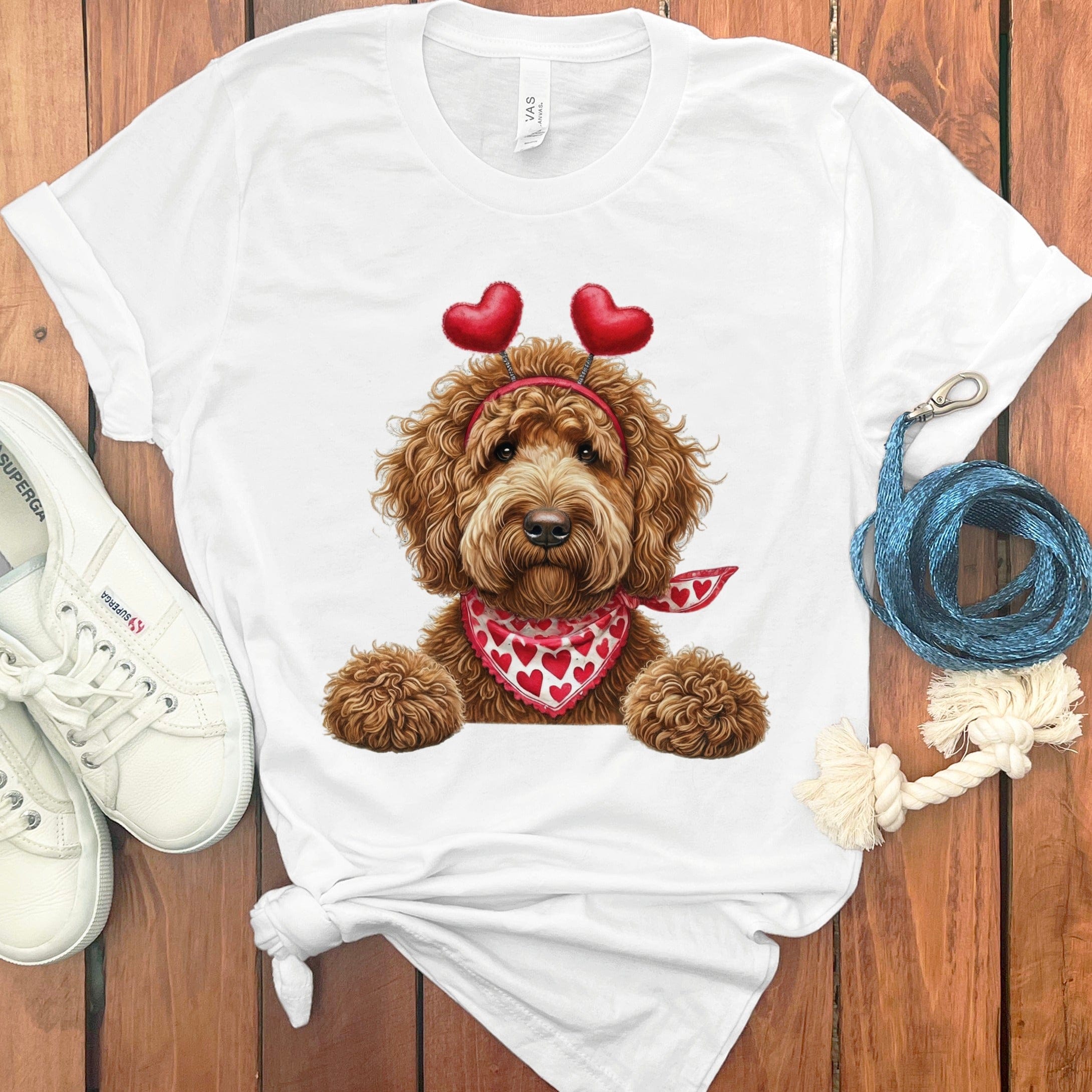 Apricot Labradoodle Heart T-Shirt in White / S by Puppy Jo