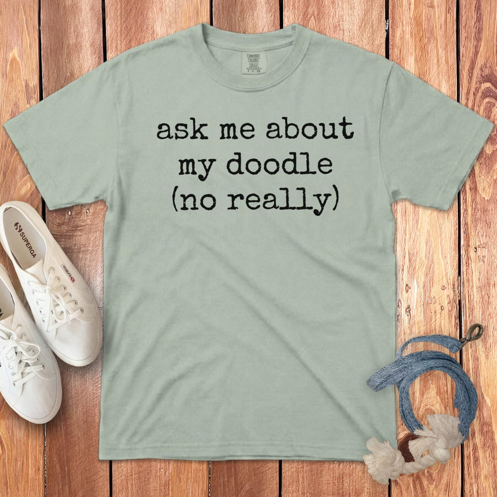 Ask Me Doodle Signature T-Shirt in Bay / S by Puppy Jo