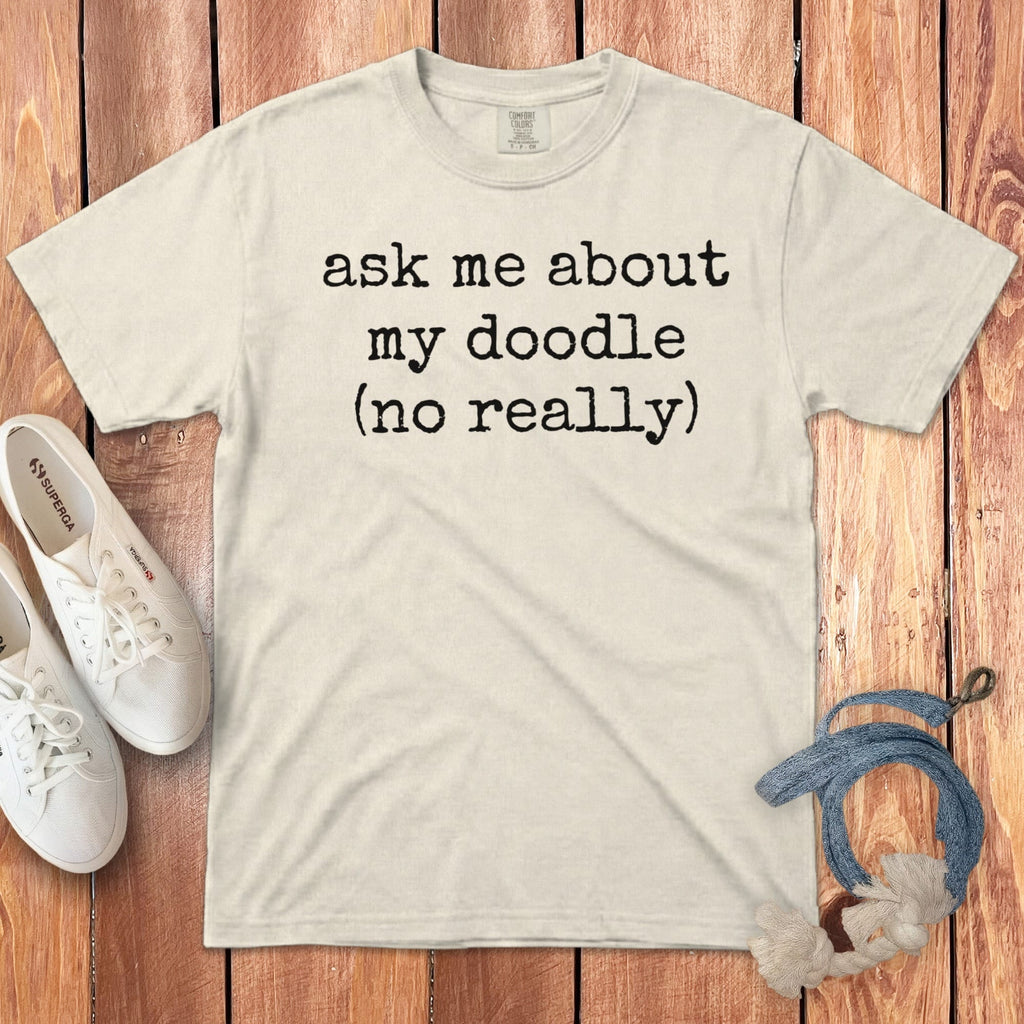 Ask Me Doodle Signature T-Shirt in Ivory / S by Puppy Jo