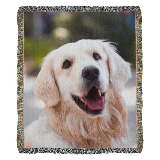 Extra Large Custom Pet Photo Portrait Woven Heirloom Blanket Throw - PuppyJo Blanket Portrait