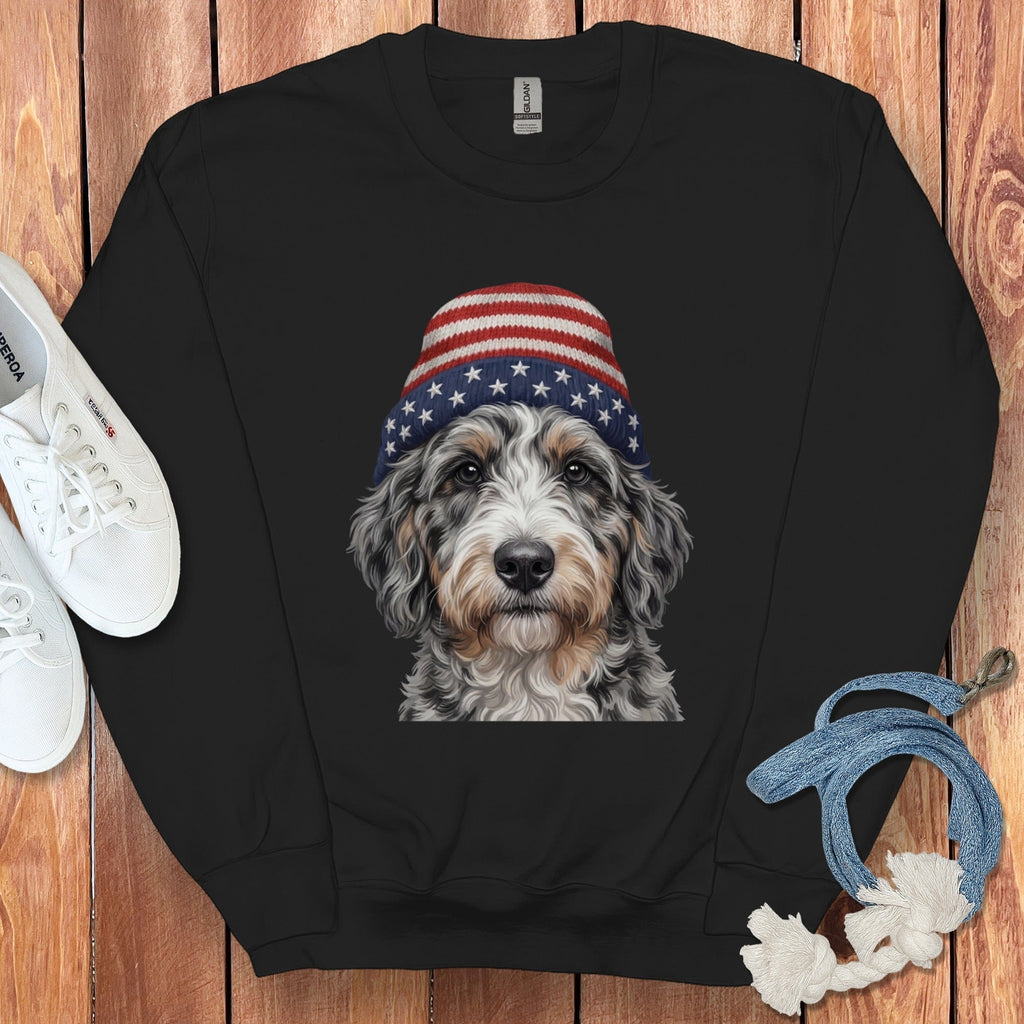 Aussideoodle Patriotic Cap Sweatshirt in Black / M / Sweatshirts #1 by Puppy Jo