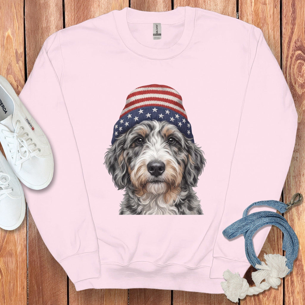 Aussideoodle Patriotic Cap Sweatshirt in Light Pink / M / Sweatshirts by Puppy Jo