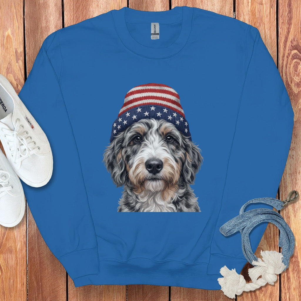 Aussideoodle Patriotic Cap Sweatshirt in Royal / M / Sweatshirts #1 by Puppy Jo