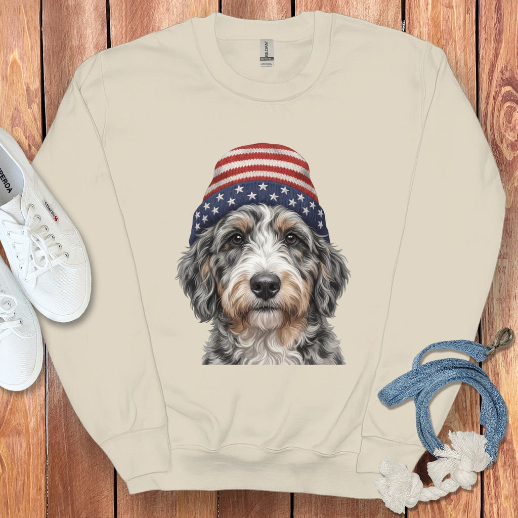 Aussideoodle Patriotic Cap Sweatshirt in Sand / M / Sweatshirts by Puppy Jo