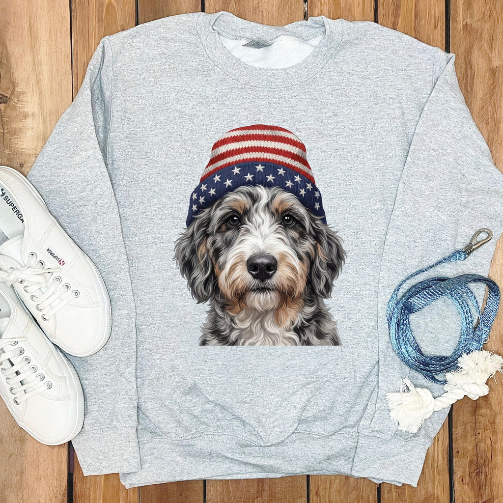 Aussideoodle Patriotic Cap Sweatshirt in Sport Grey / M / Sweatshirts by Puppy Jo