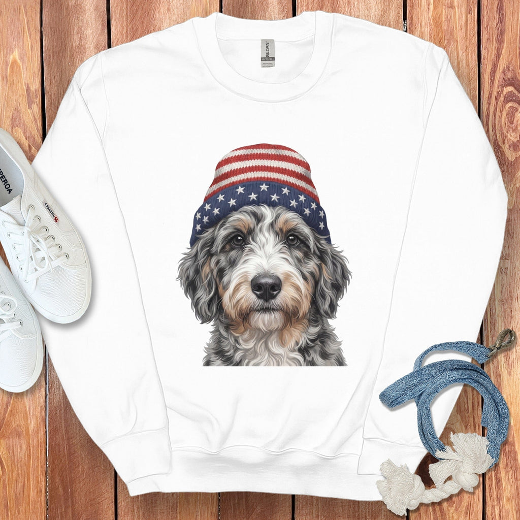 Aussideoodle Patriotic Cap Sweatshirt in White / M / Sweatshirts by Puppy Jo
