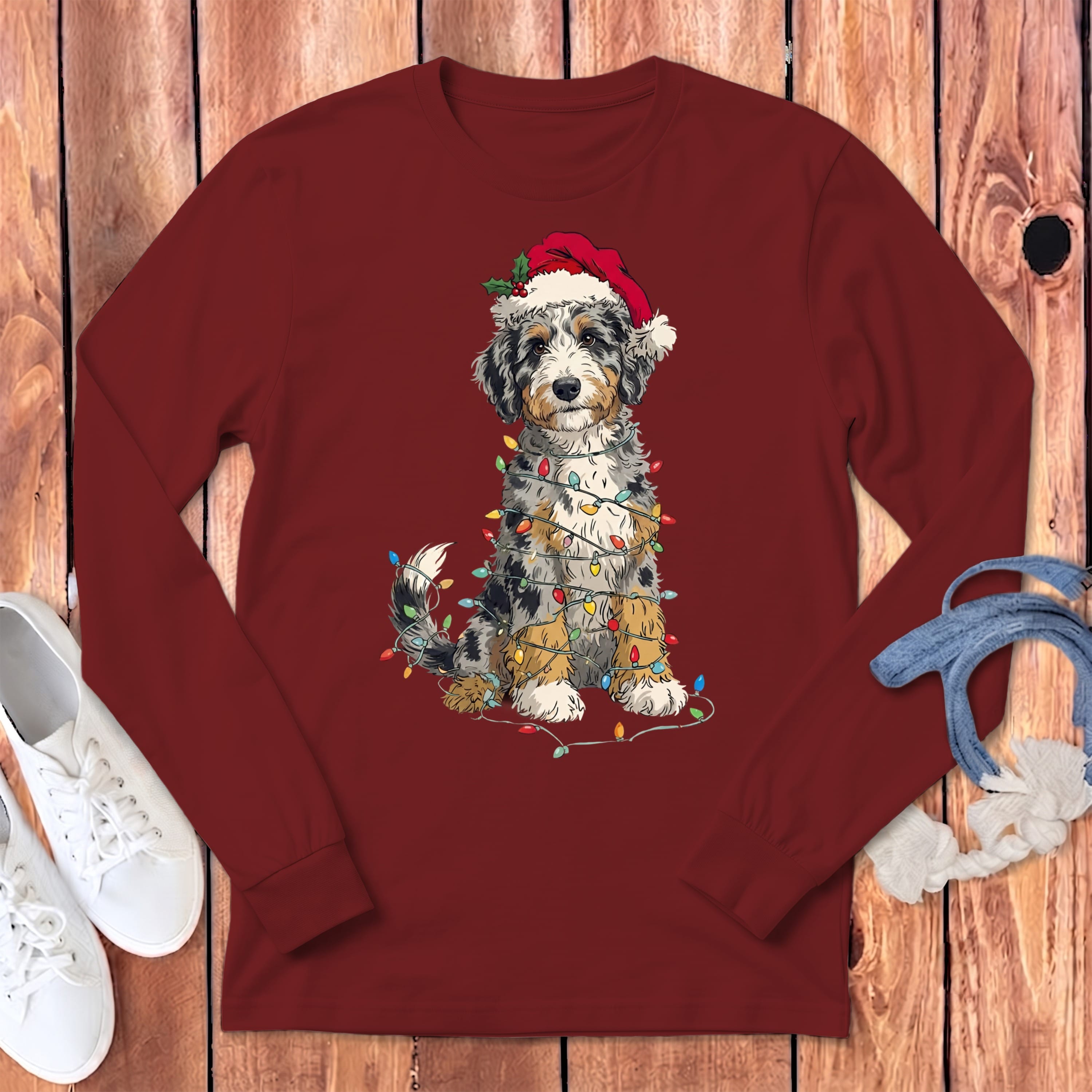 Aussidoodle Holiday Long Sleeve T-Shirt in Cardinal / S by Puppy Jo