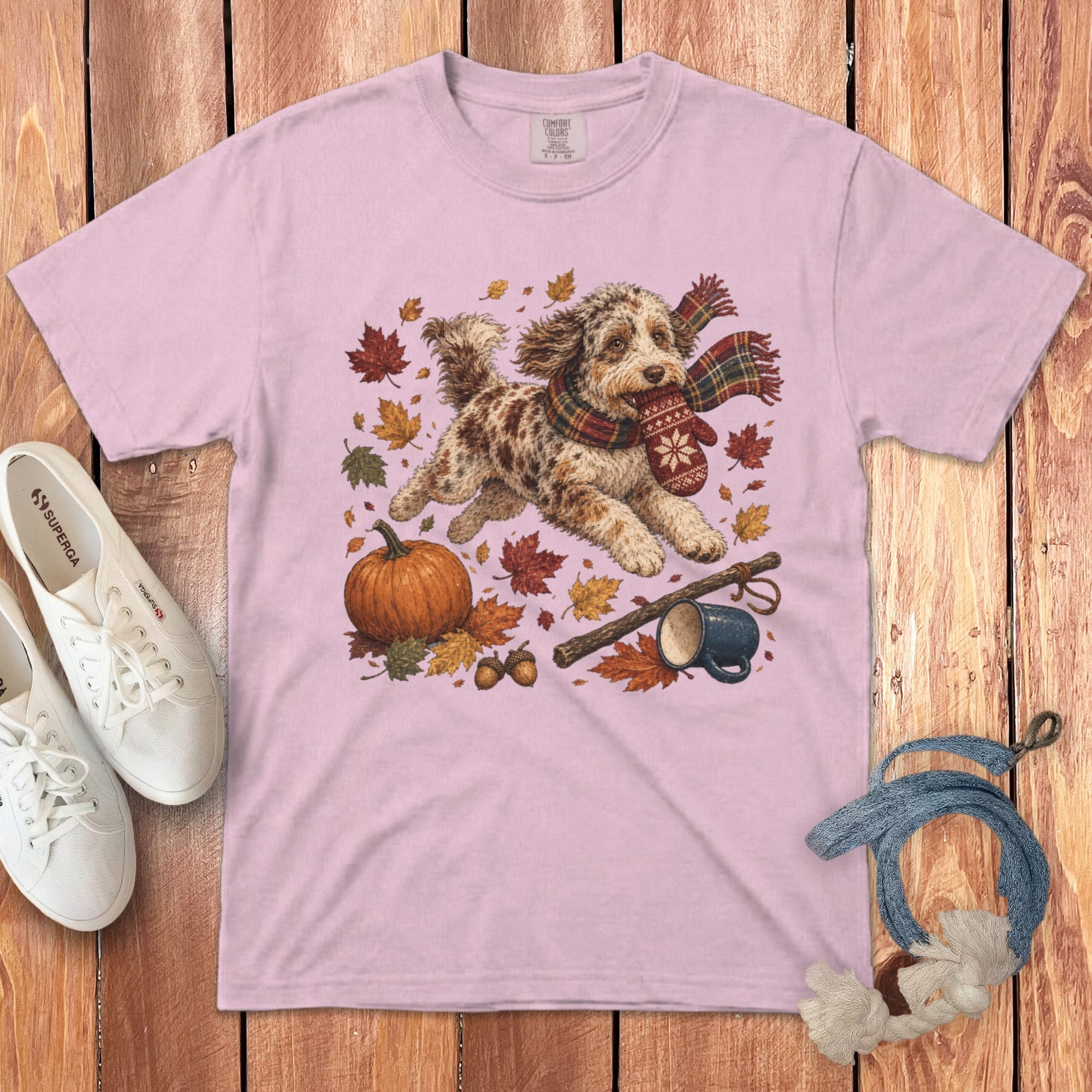 Aussiedoodle Autumn Zoomies Signature T-Shirt in Blossom / S by Puppy Jo