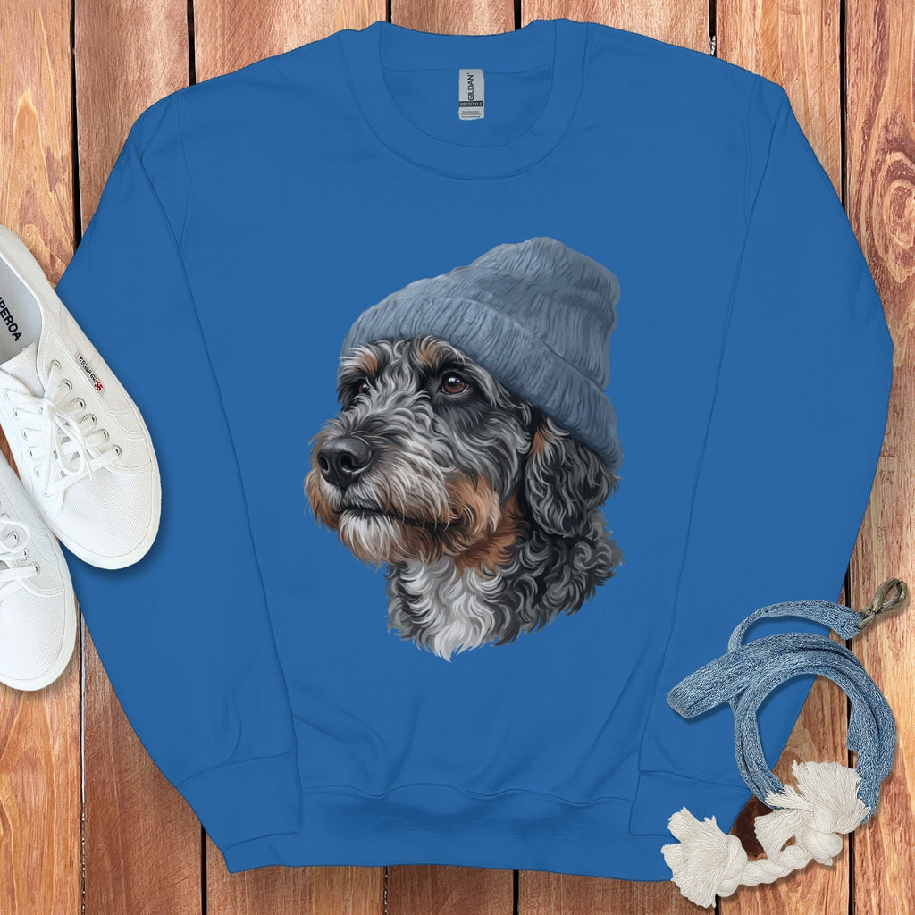 Aussiedoodle Blue Cap Sweatshirt in Royal / M / Sweatshirts #1 by Puppy Jo