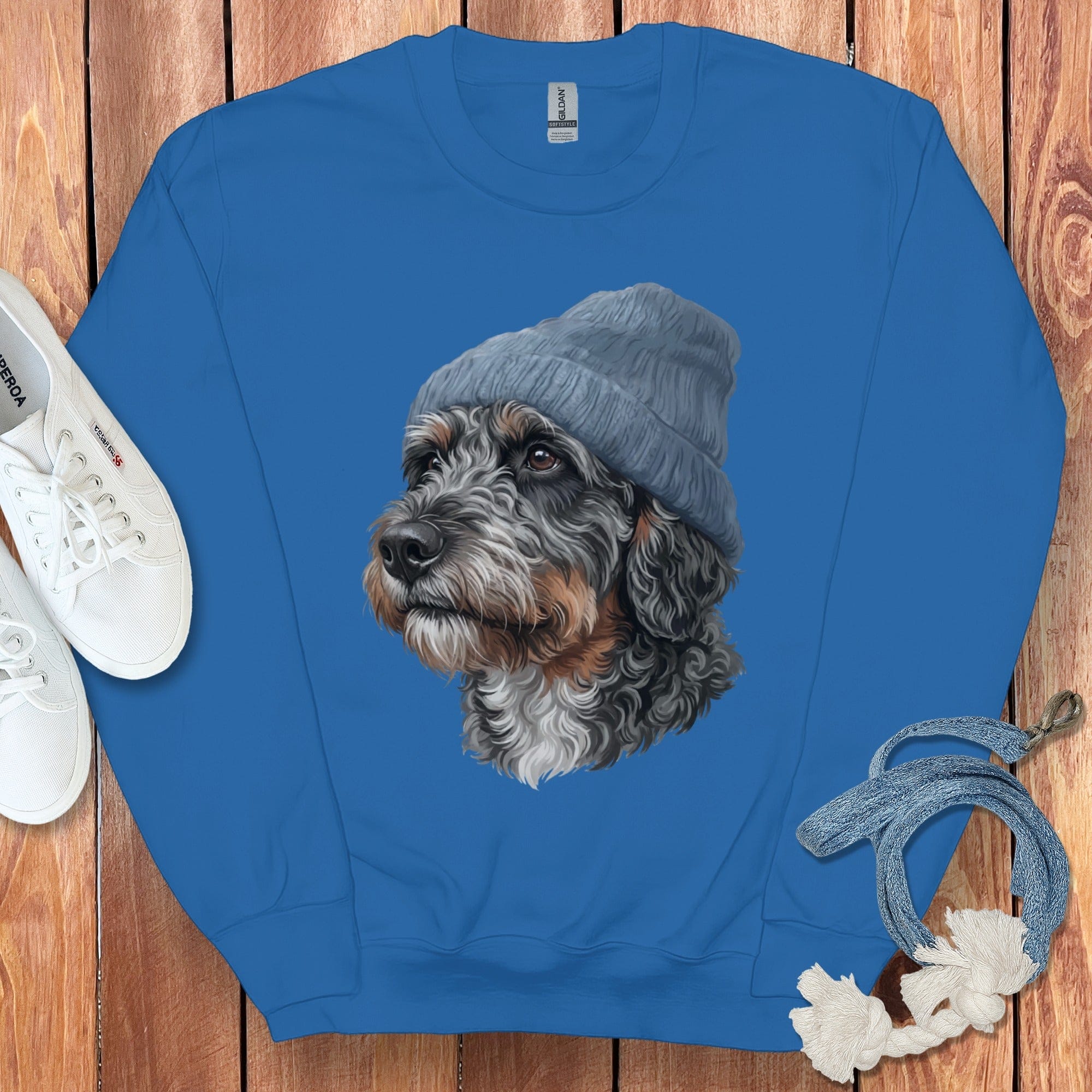 Aussiedoodle Blue Cap Sweatshirt in Royal / M / Sweatshirts #1 by Puppy Jo