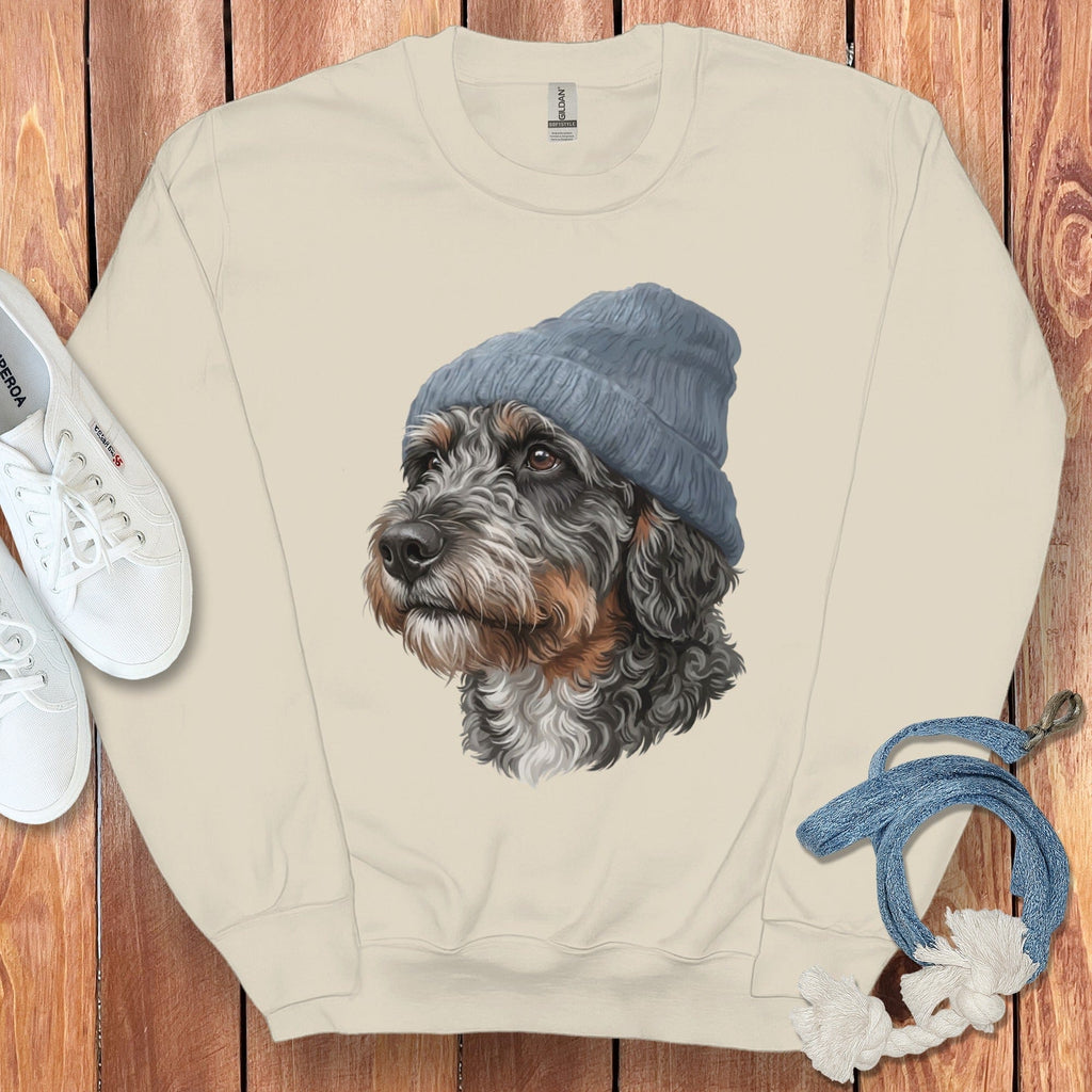 Aussiedoodle Blue Cap Sweatshirt in Sand / M / Sweatshirts by Puppy Jo