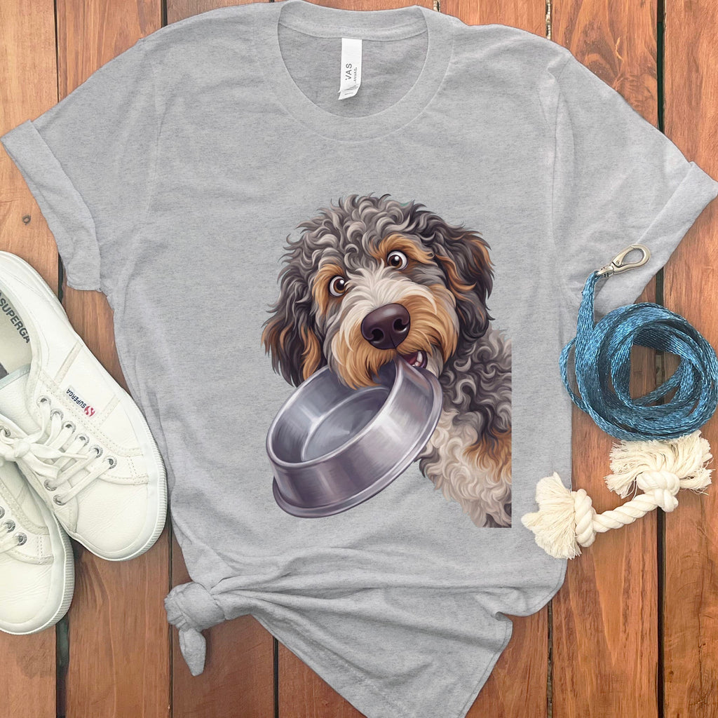 Aussiedoodle Bowl T-Shirt in Athletic Heather / S by Puppy Jo