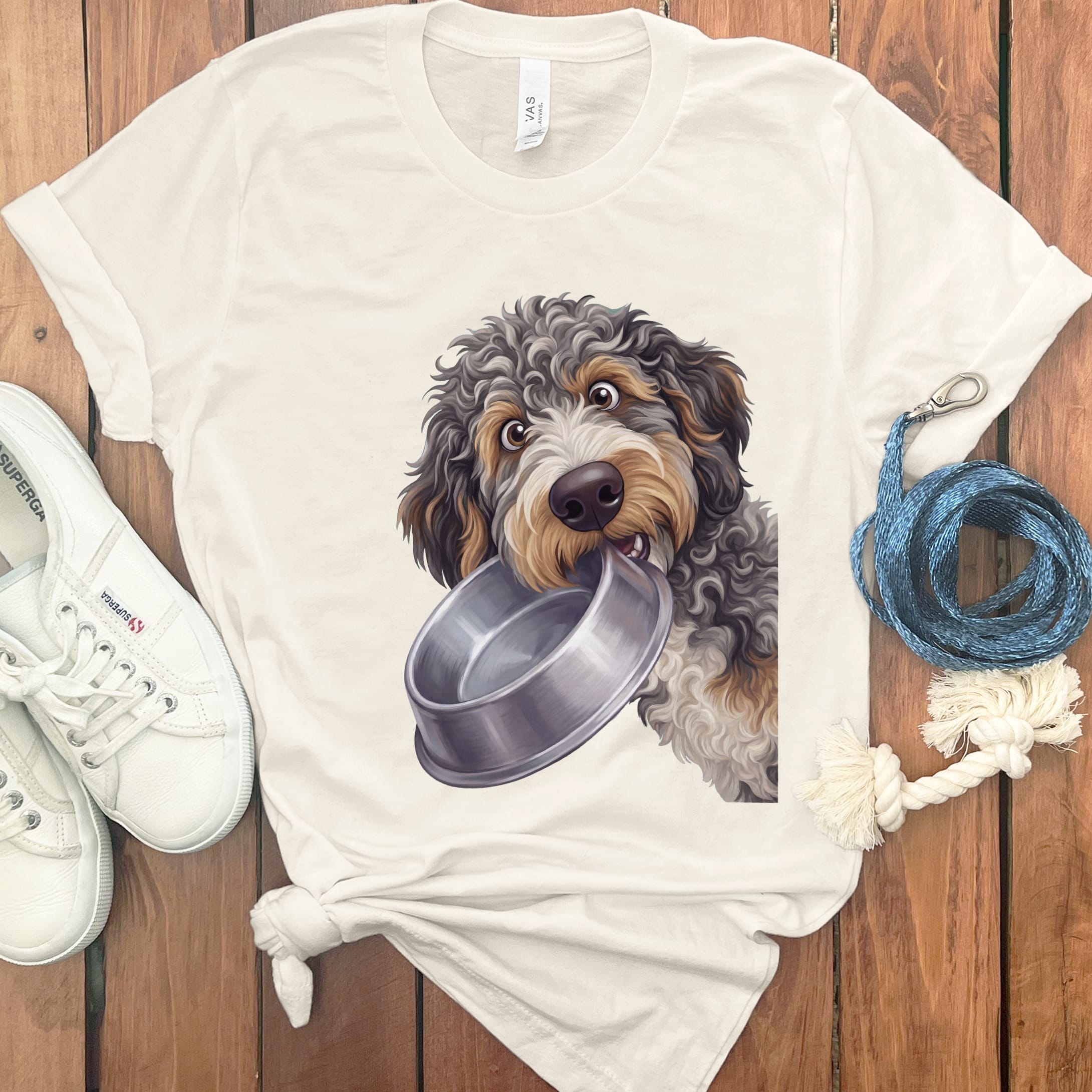 Aussiedoodle Bowl T-Shirt in Natural / S by Puppy Jo