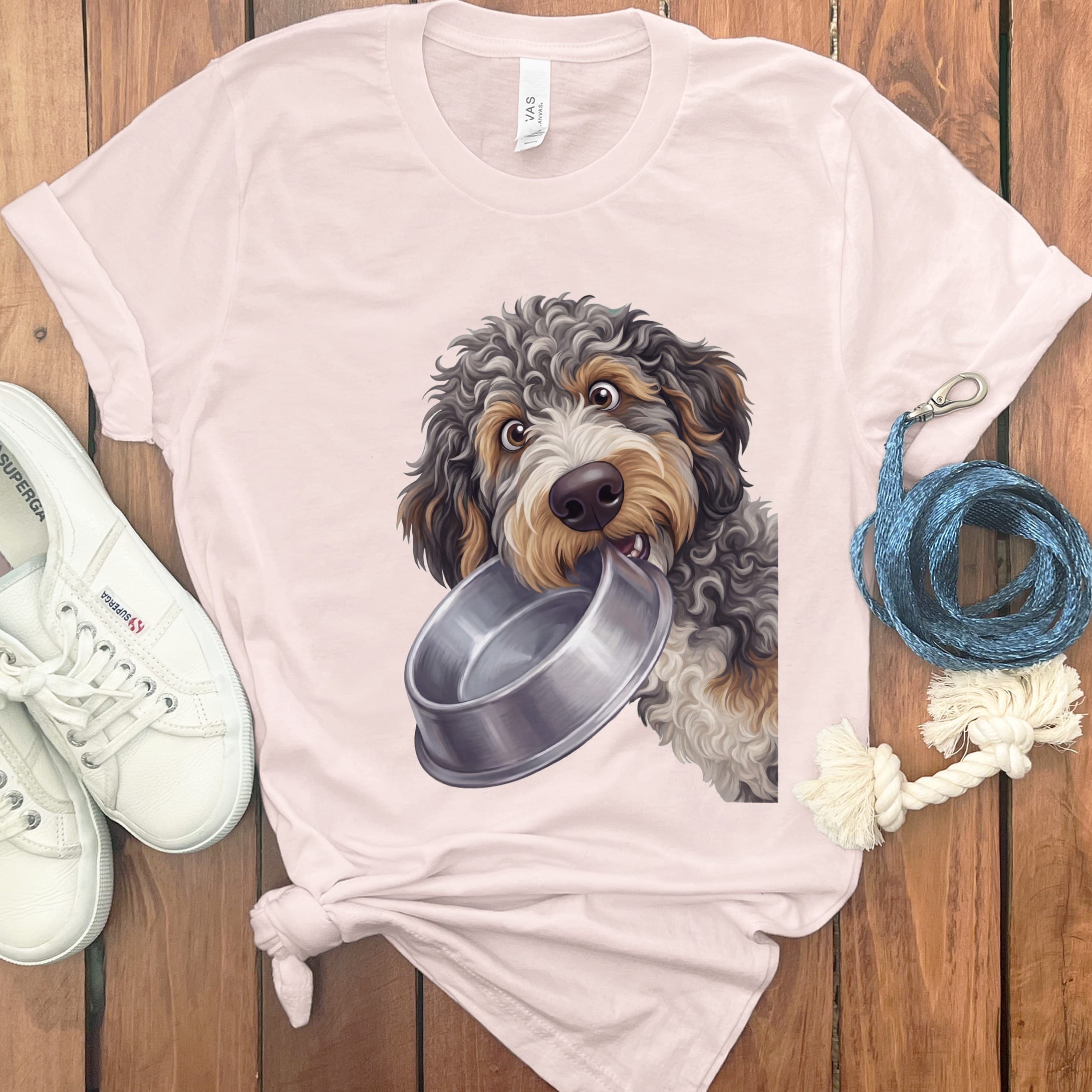 Aussiedoodle Bowl T-Shirt in Soft Pink / S by Puppy Jo