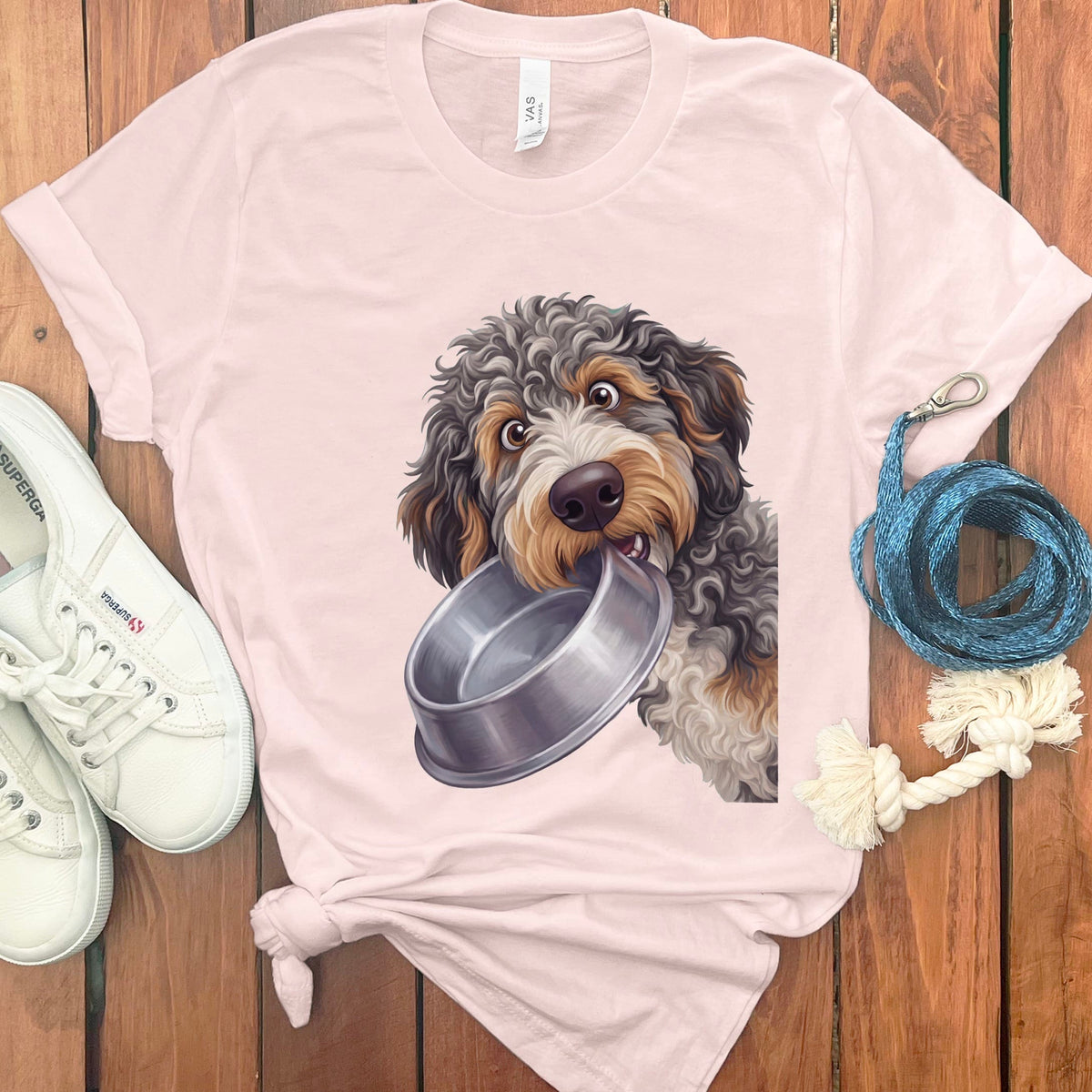 Aussiedoodle Bowl T-Shirt in Soft Pink / S by Puppy Jo