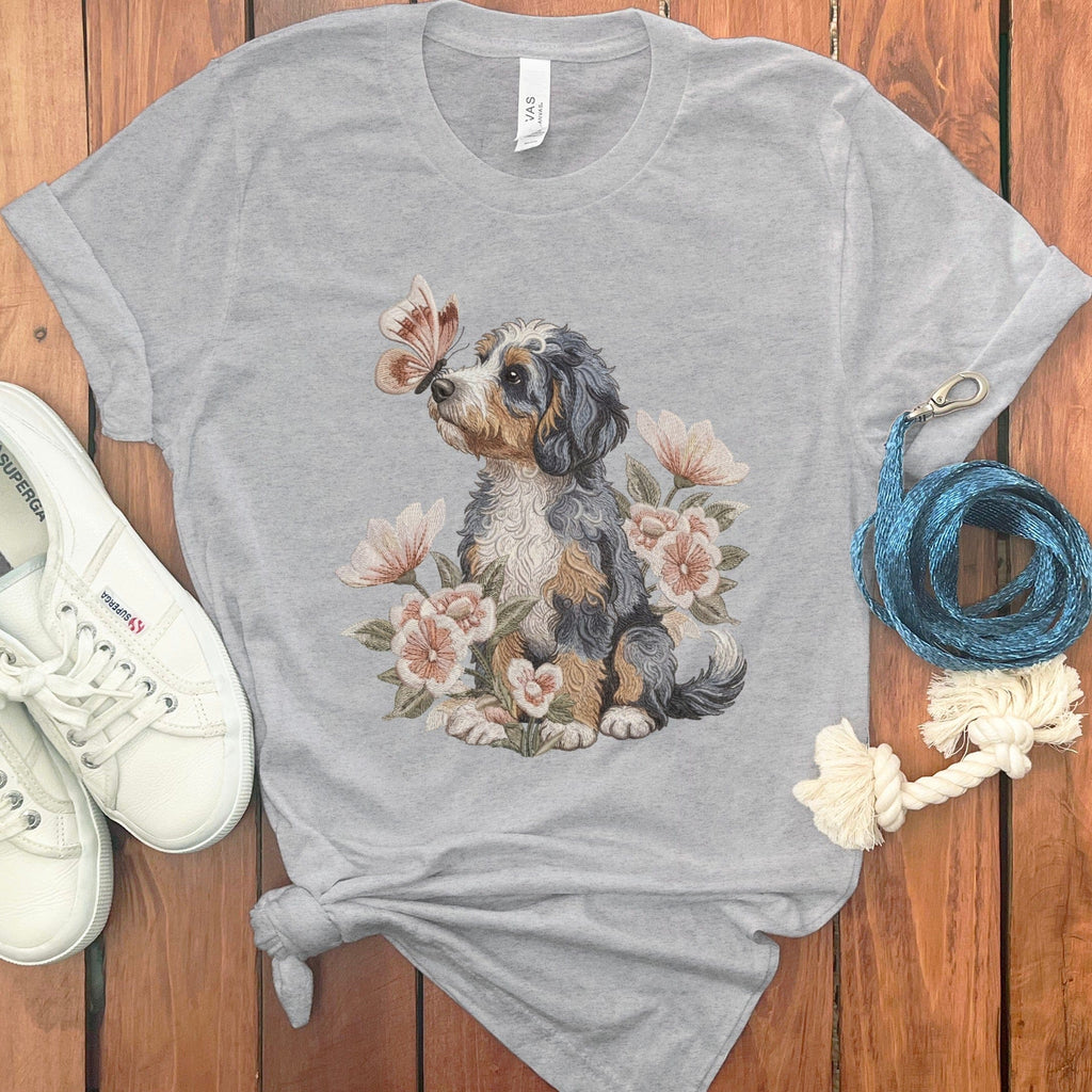 Aussiedoodle Butterfly Kiss T-Shirt in Athletic Heather / M by Puppy Jo