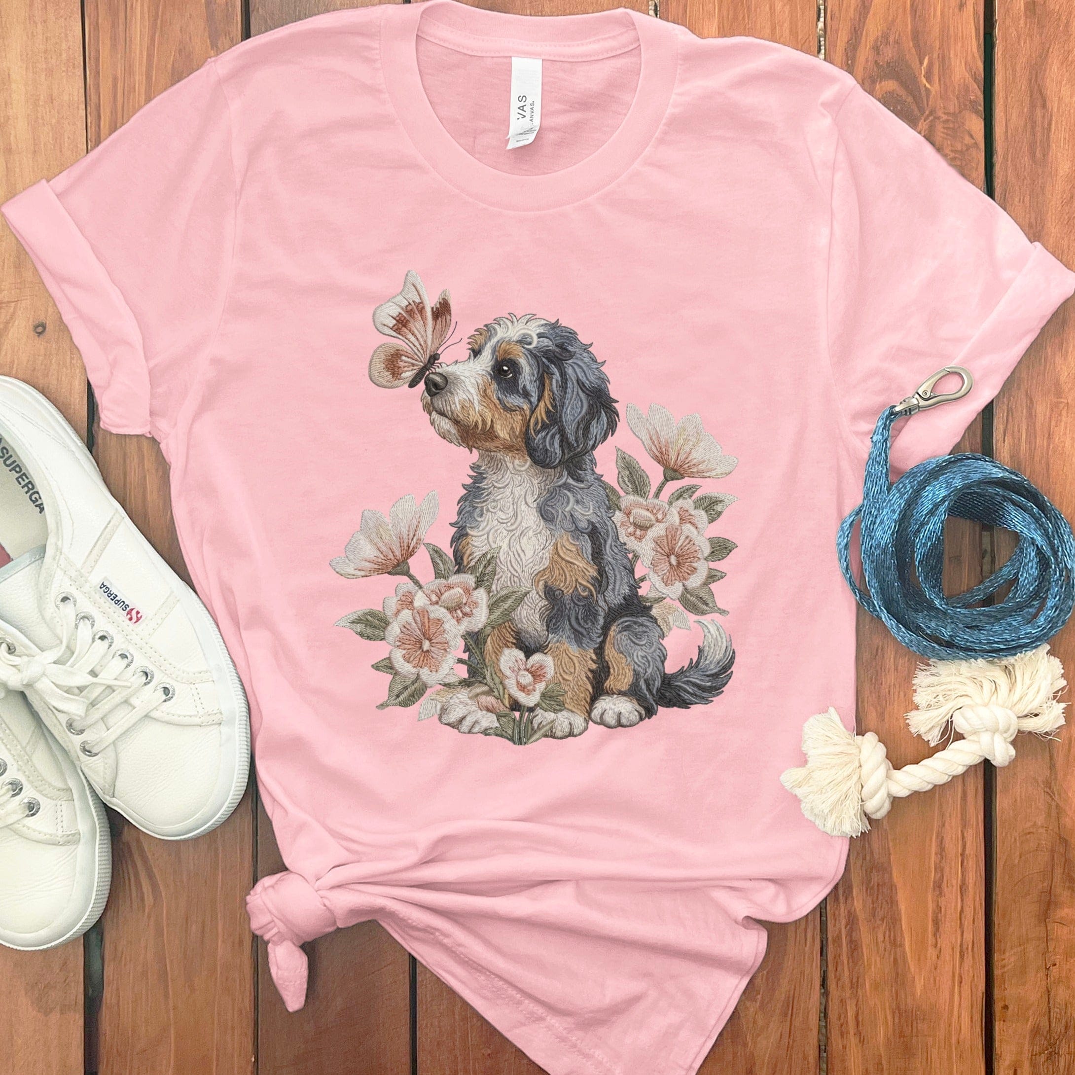 Aussiedoodle Butterfly Kiss T-Shirt in Pink / M by Puppy Jo