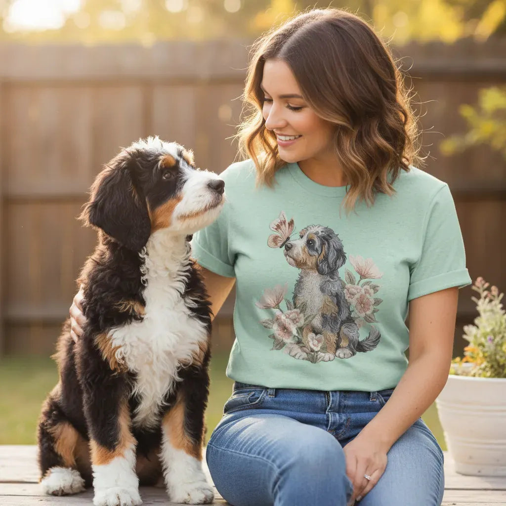 Aussiedoodle Butterfly Kiss T-Shirt in by Puppy Jo