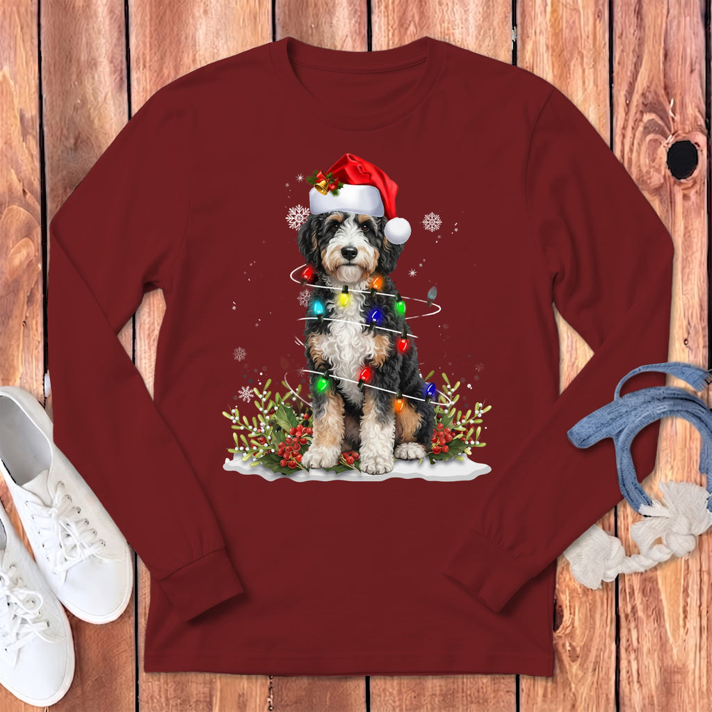 Aussiedoodle Christmas Light Long Sleeve T-Shirt in Cardinal / S by Puppy Jo
