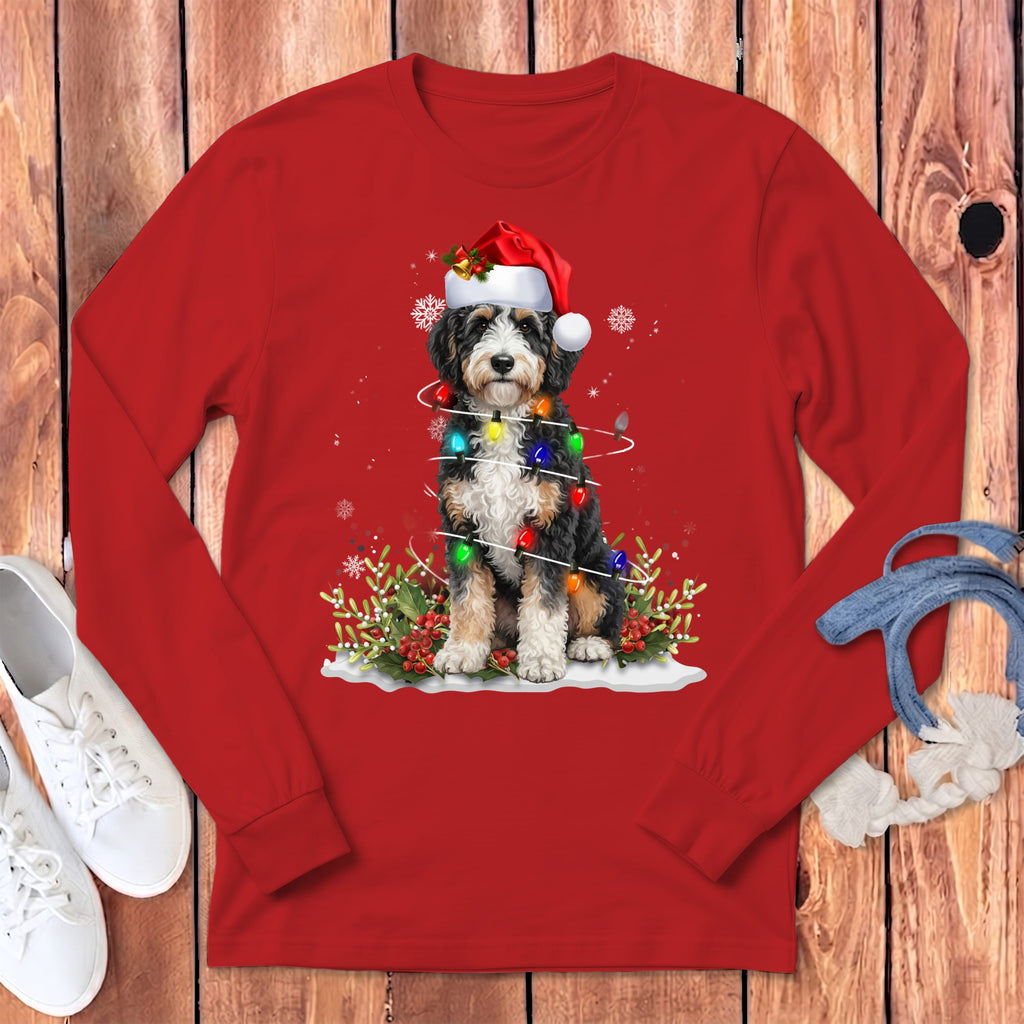 Aussiedoodle Christmas Light Long Sleeve T-Shirt in Red / S by Puppy Jo