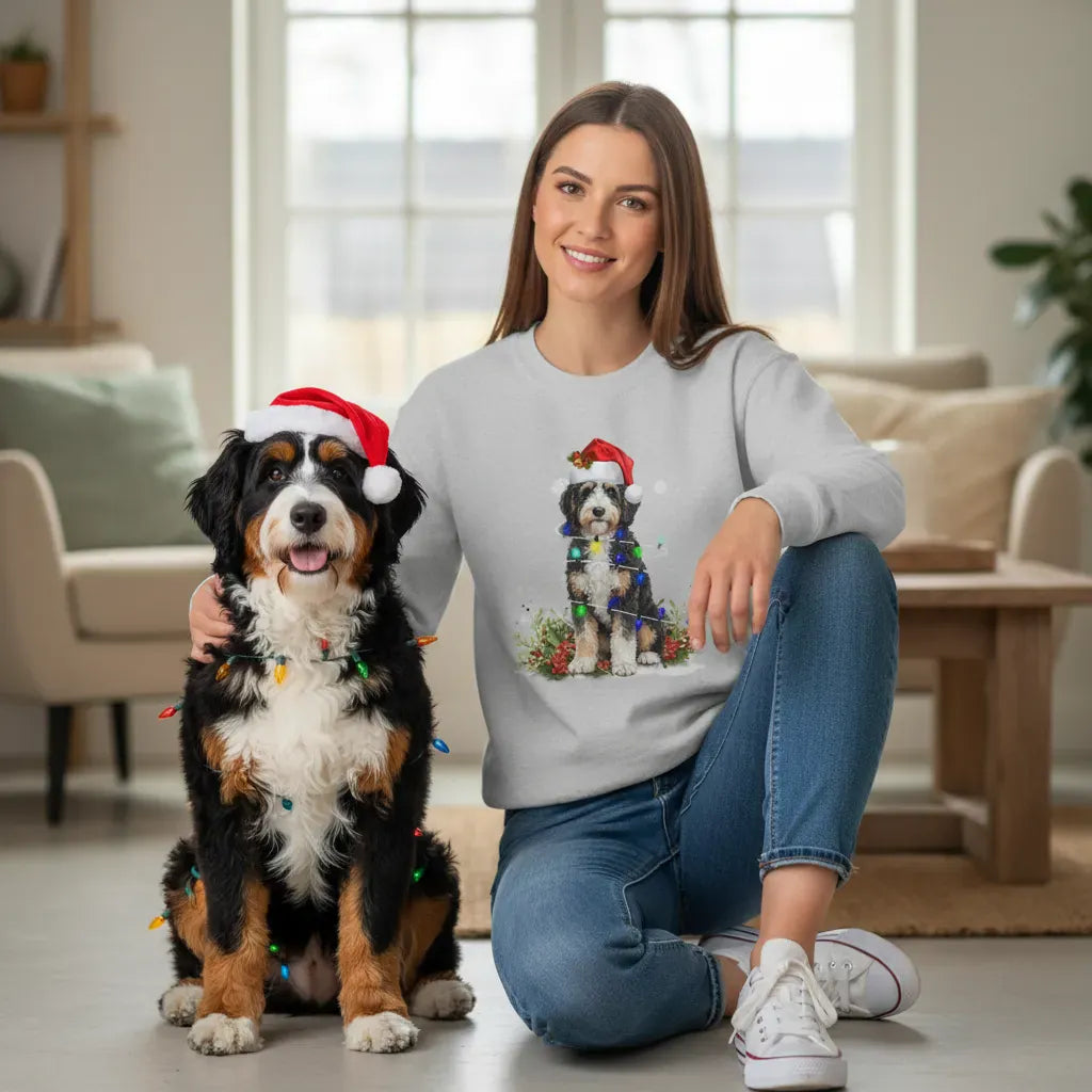 Aussiedoodle Christmas Light Sweatshirt in by Puppy Jo
