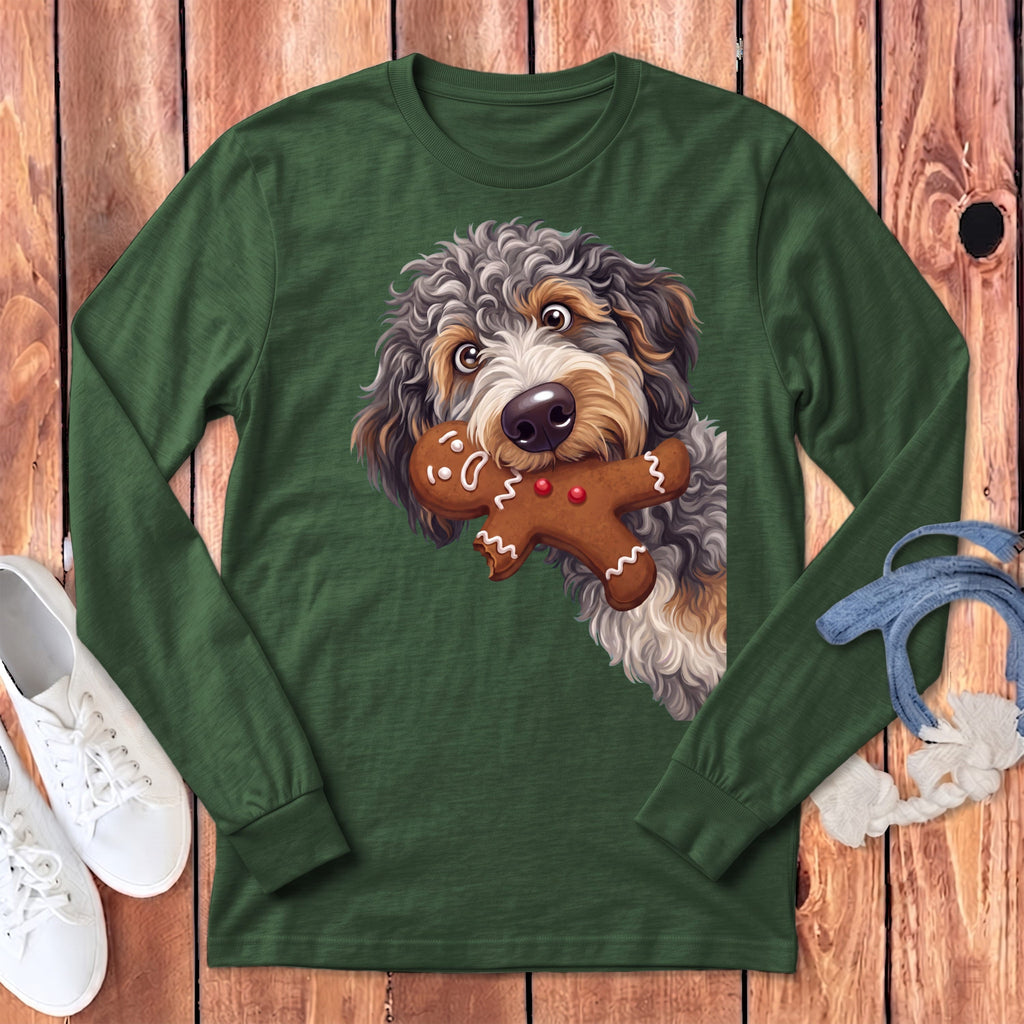 Aussiedoodle Cookie Thief Long Sleeve T-Shirt in Heather Forest / S by Puppy Jo
